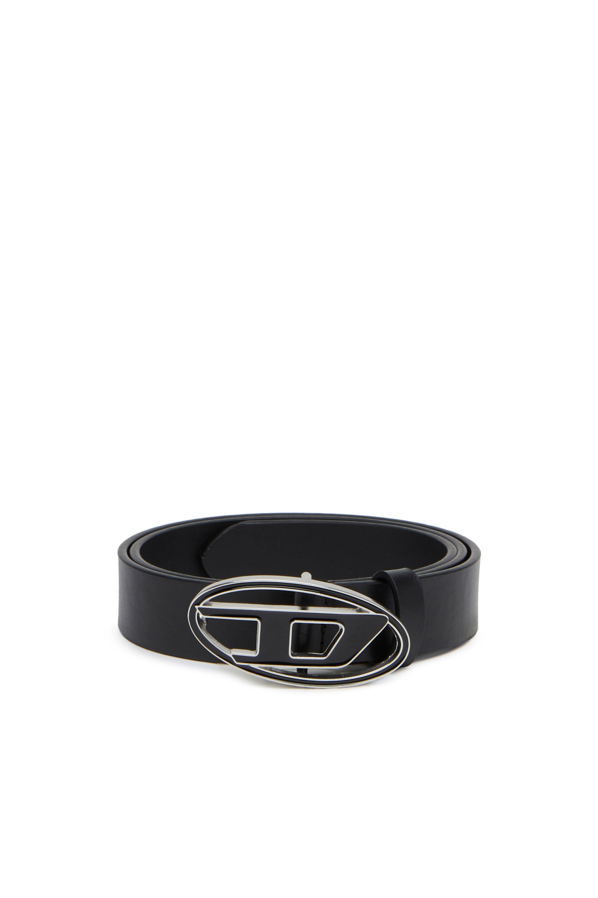 Diesel - 2.4cm leather belt with enamelled Oval D buckle - Belts - Woman - Black