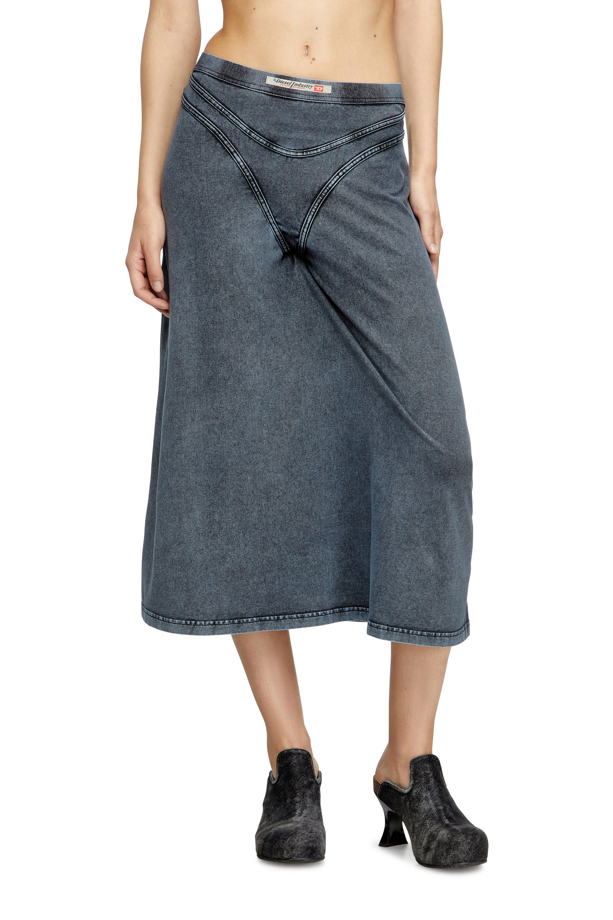Diesel Midi Skirt In Denim-look Jersey