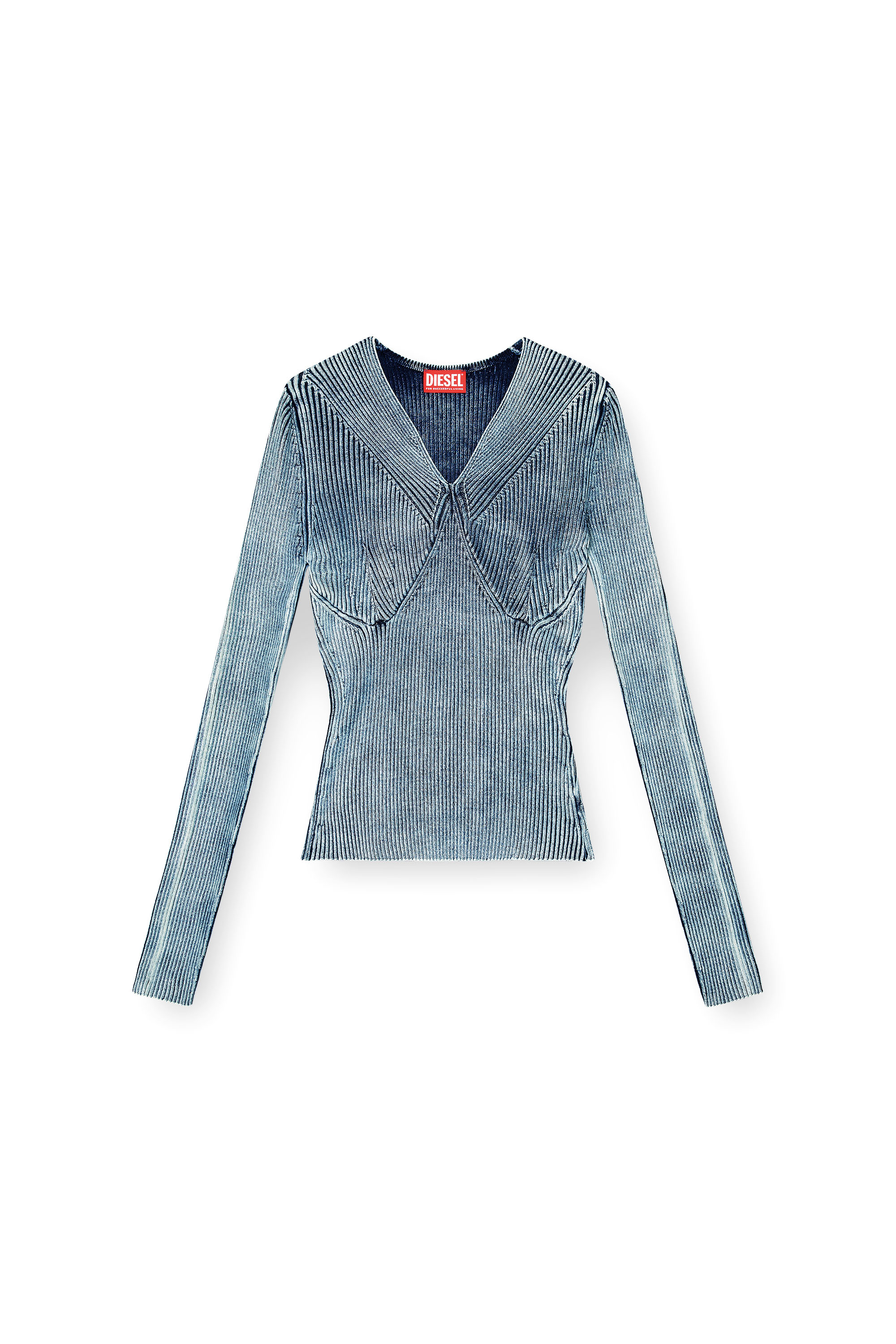 Diesel - M-MILMO, Woman's Denim-yarn jumper with shiny effect in Blue - 3