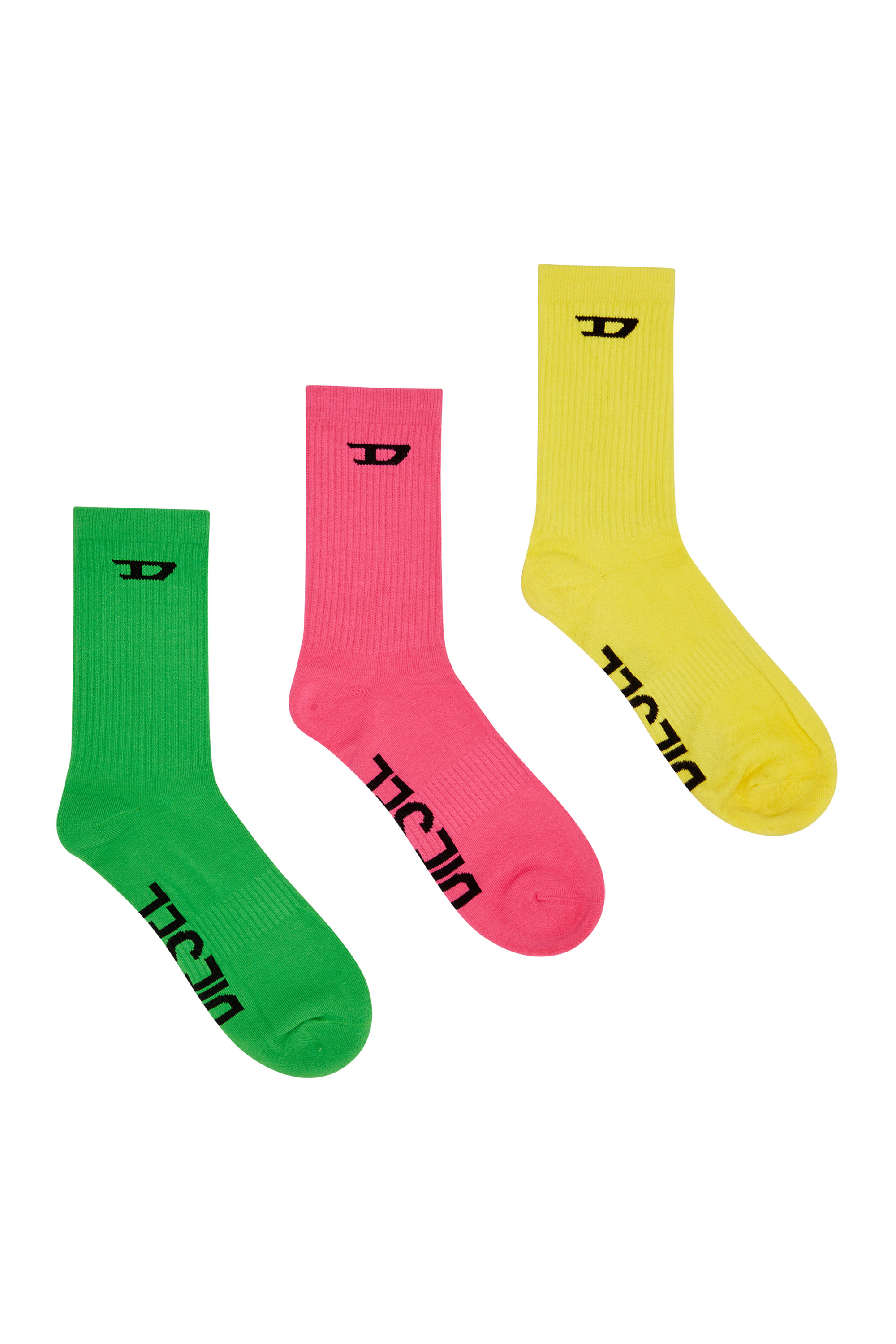 Diesel - Three-pack ribbed socks with D logo - Socks - Man - Multicolor