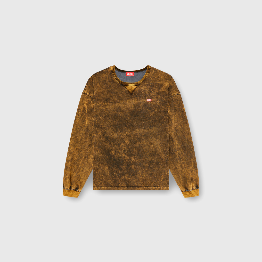 Diesel - T-shirt à manches longues effet acid-wash, détails effilochés - T-Shirts - Homme - Marron