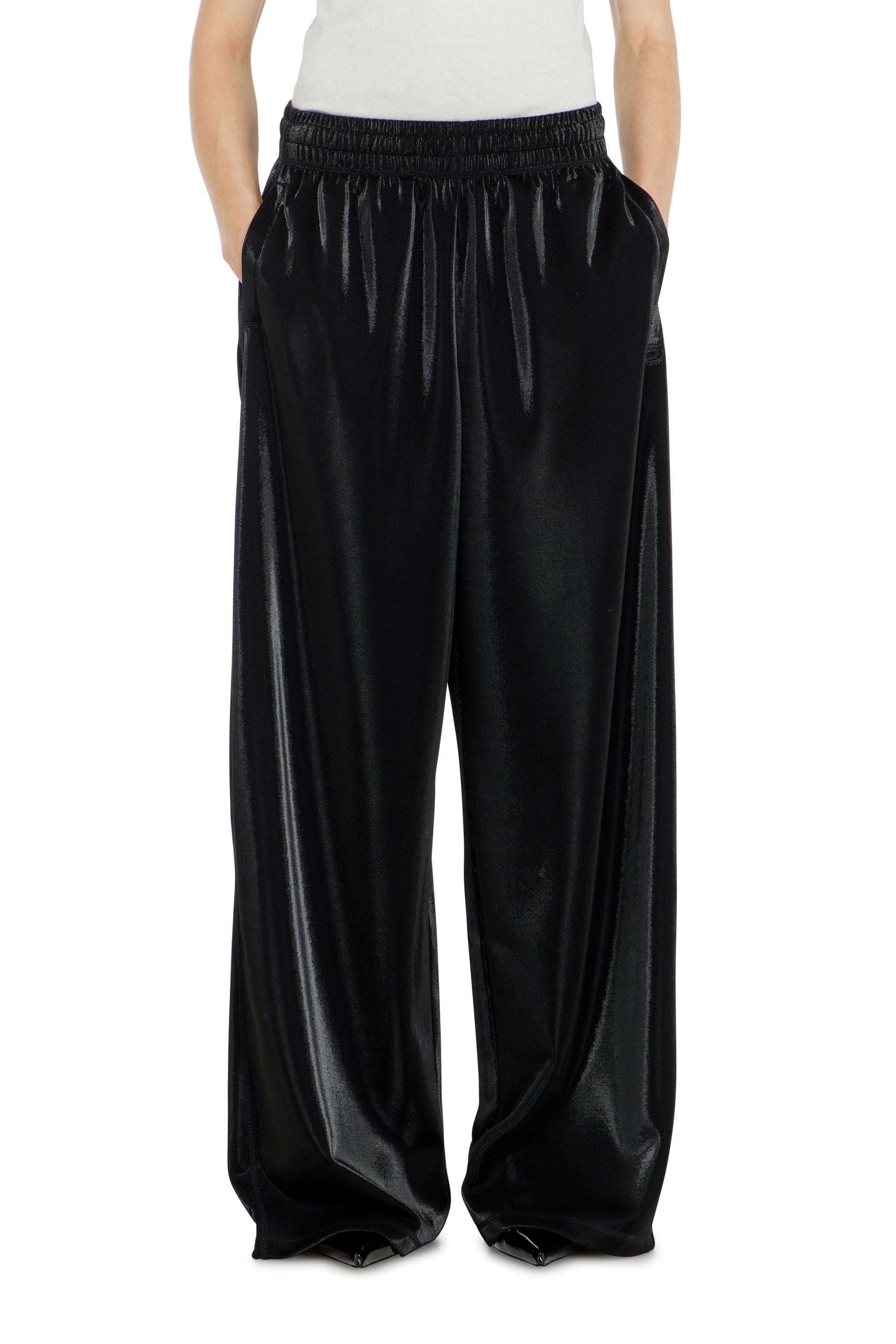 Diesel Naisten Musta - Sweatpants In Shiny Piquet Fabric - Pants - Woman Xxs