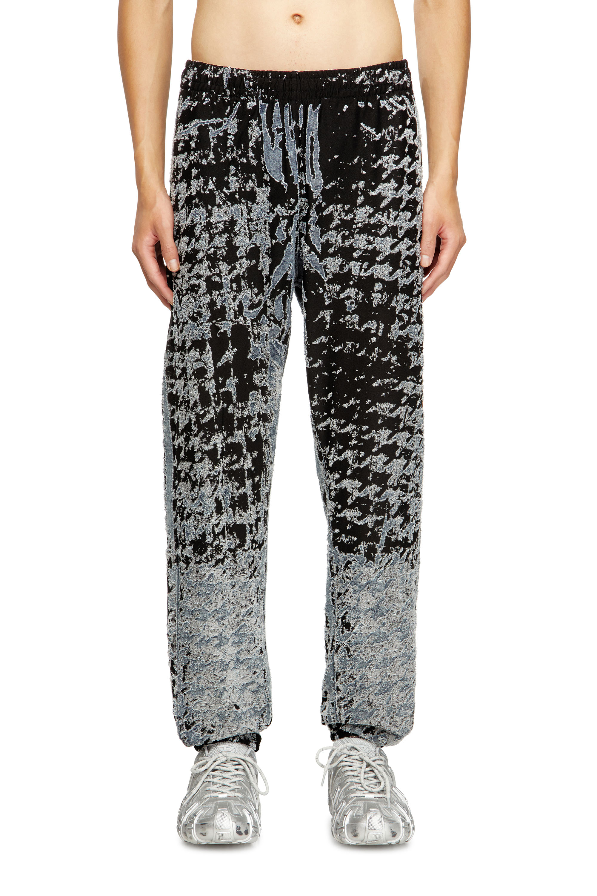 Diesel Wide Leg Velvet Trousers With Side Pockets In Black