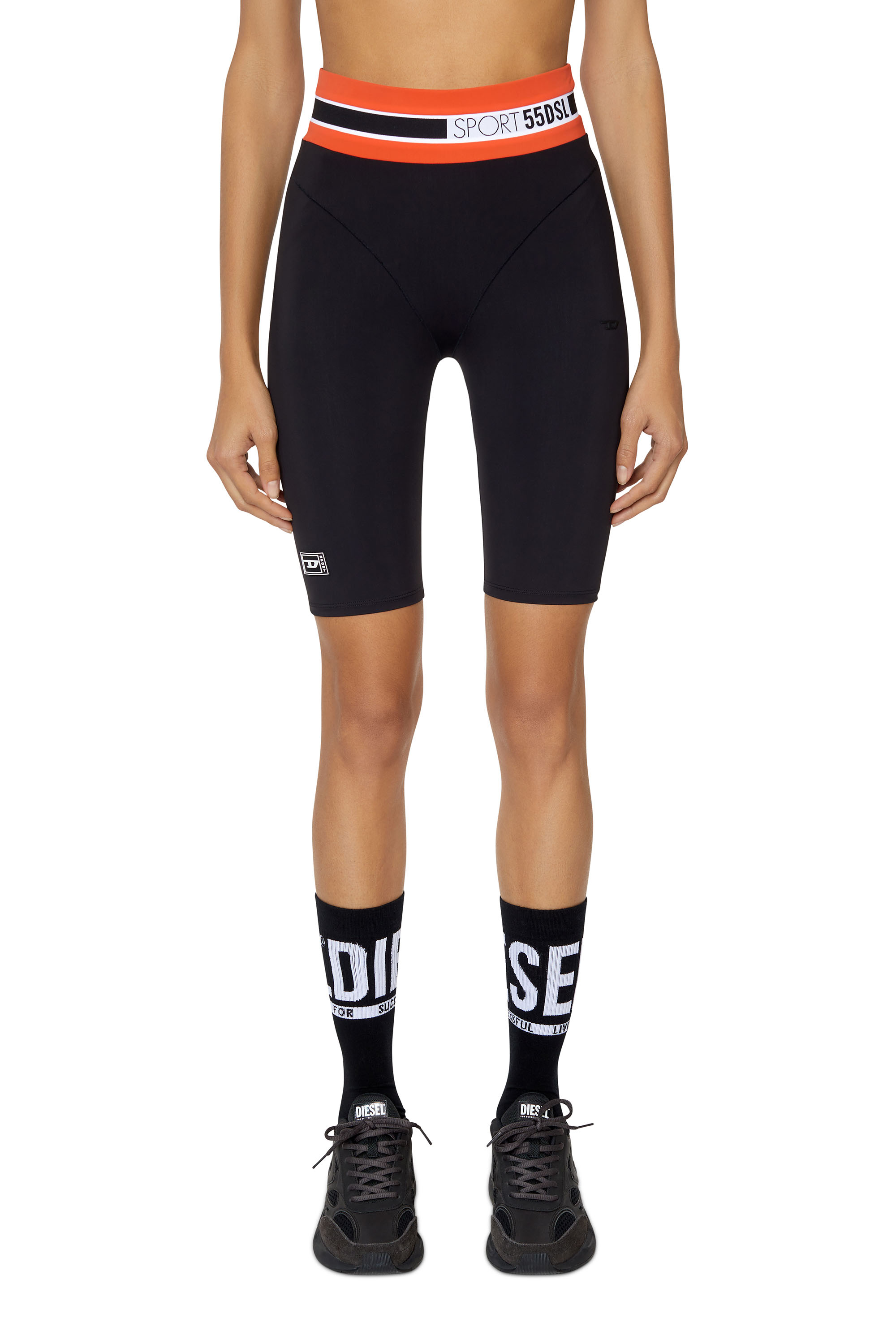 Diesel - Shorts da ciclista a vita alta - Shorts - Donna - Nero