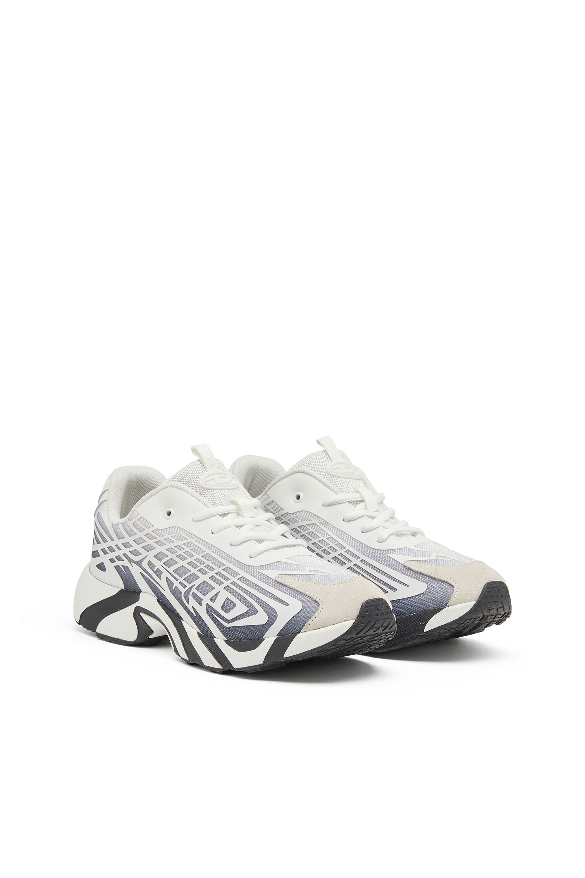 Diesel - S-D-VIT'S 500 LOW, Man's D-Vit-Sneakers in striped d&eacute;grad&eacute; mesh in White/Grey - 3