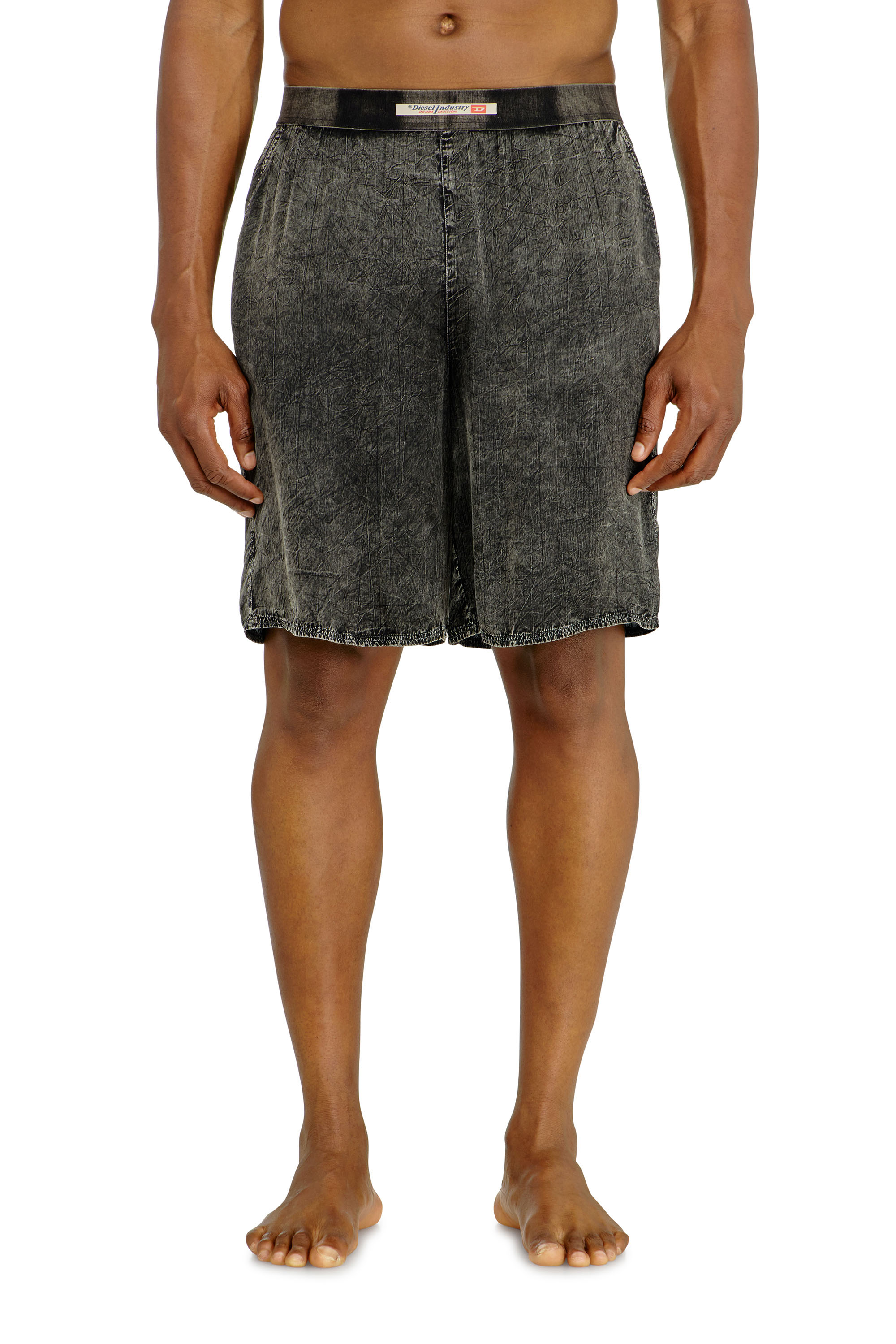 Diesel - Short pants in treated fluid viscose - Pants - Man - Grey