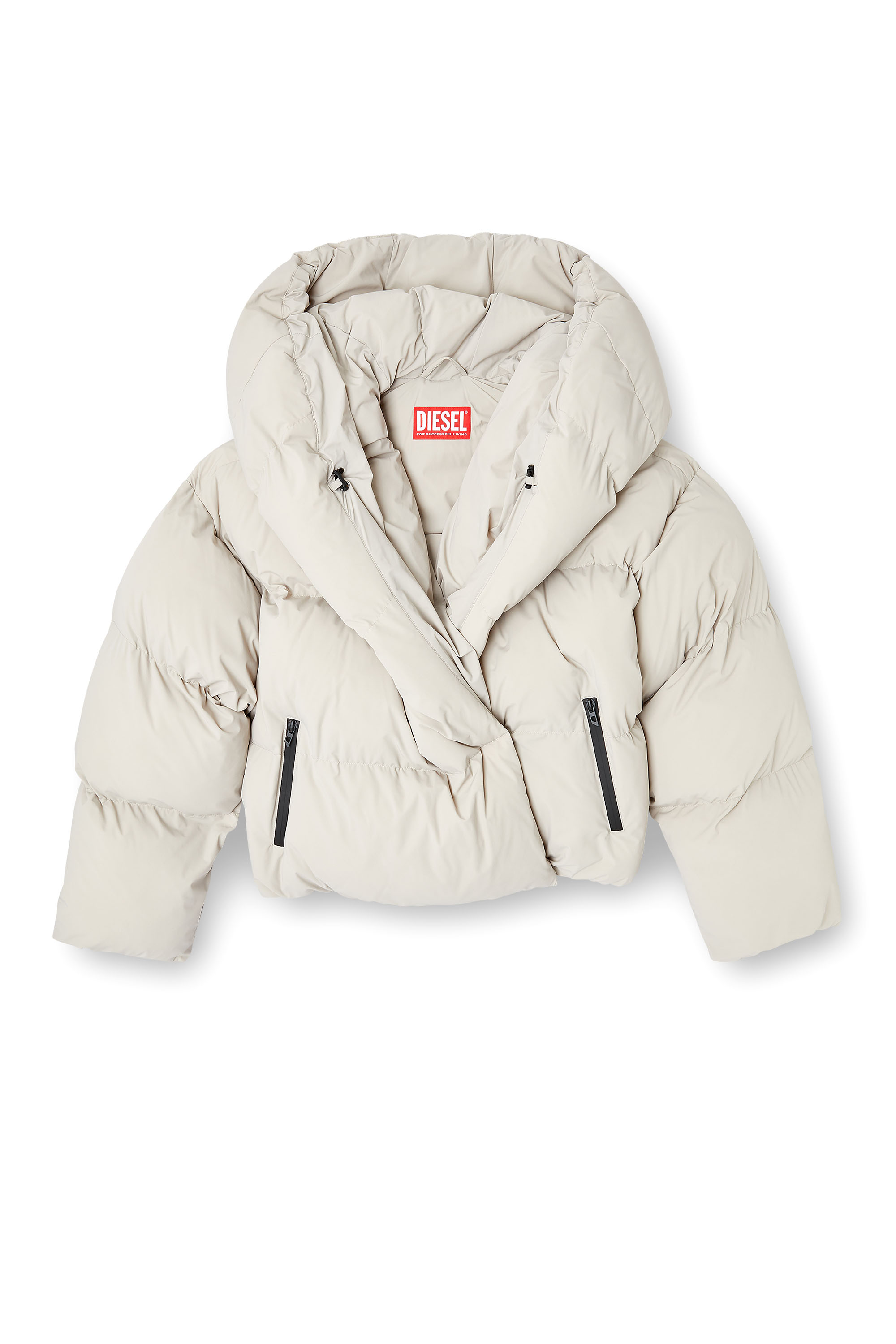 Diesel - W-ILEY-T1, Woman's Wrap puffer in bi-stretch nylon in Beige - 3