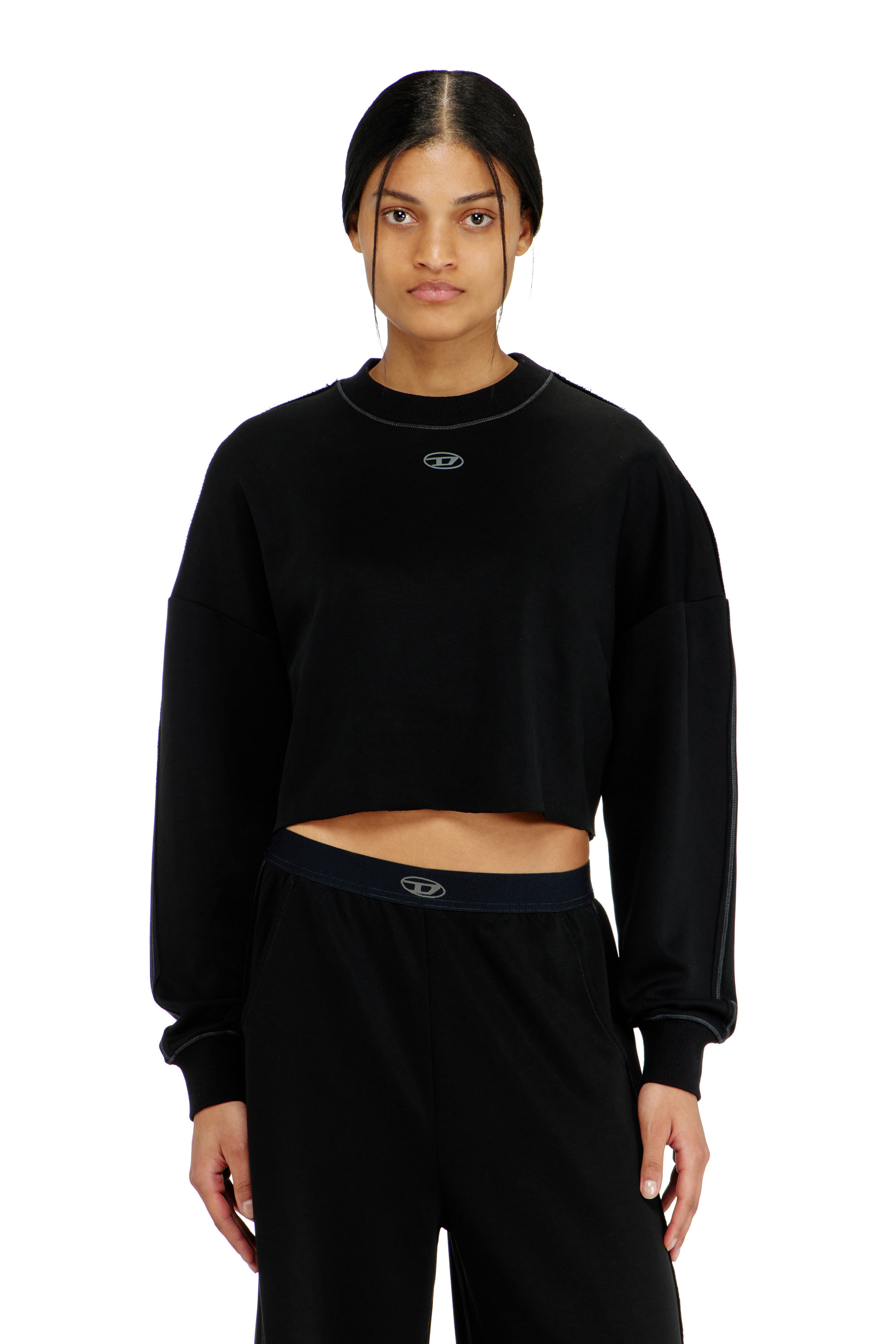 Diesel Women's Black - Crop Top In Light Stretch Scuba - Tops - Woman Xxs