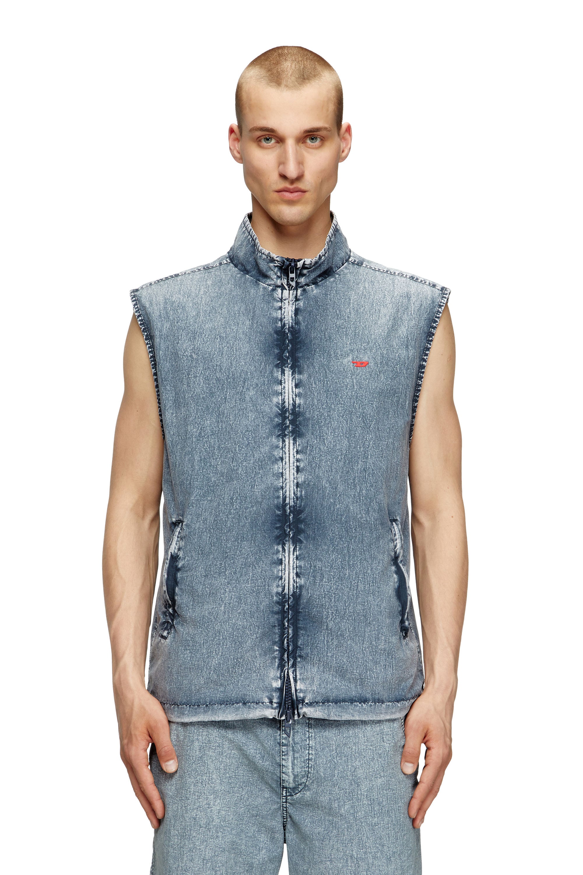 Diesel - Vest in recycled nylon taslan - Jackets - Man - Blue