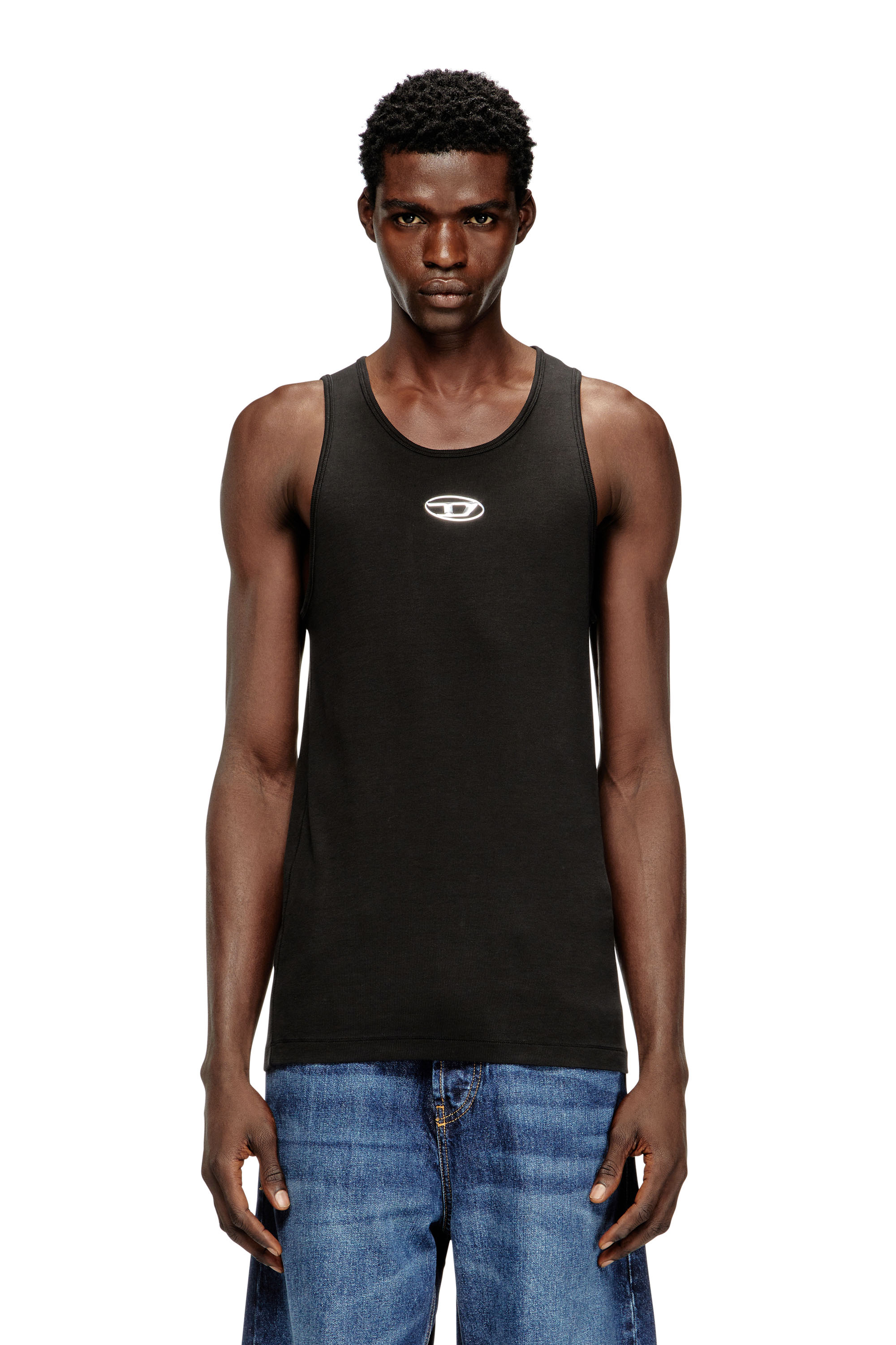 Diesel Nero Uomo - Canotta In Cotone Con Logo - T-Shirts Extra Piccolo