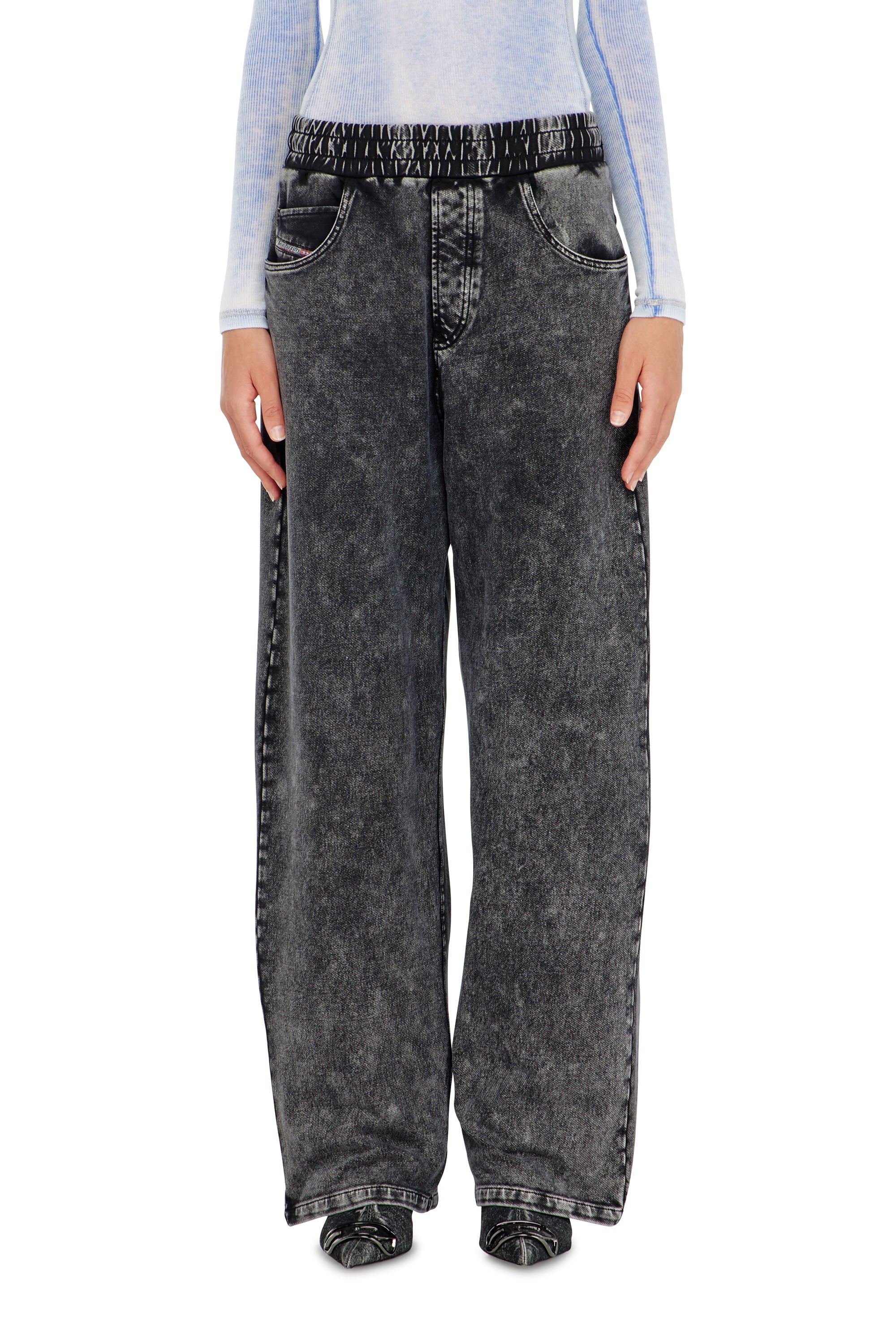 Diesel - Sweatpants with denim effect - Pants - Woman - Grey