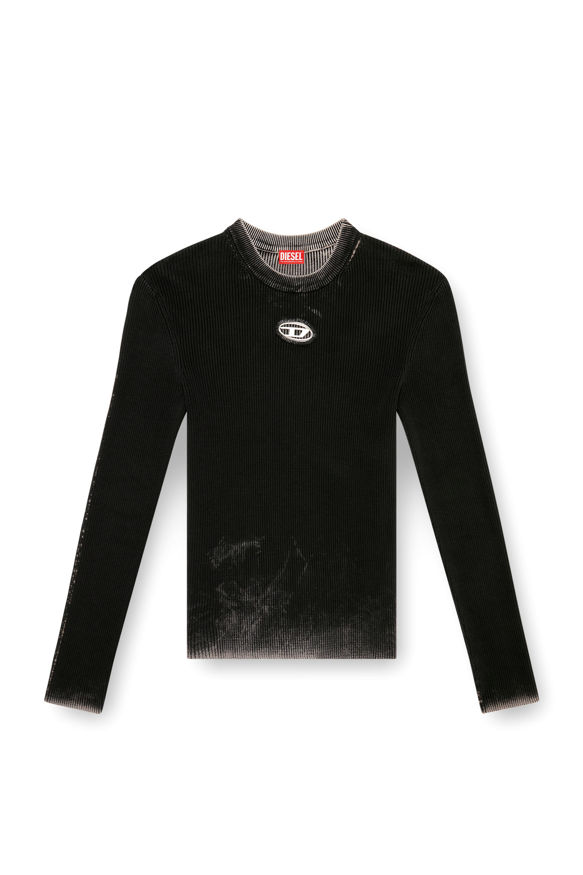 Diesel - K-DARIN-A, Man's Cut-out jumper with Oval D in Black - 3