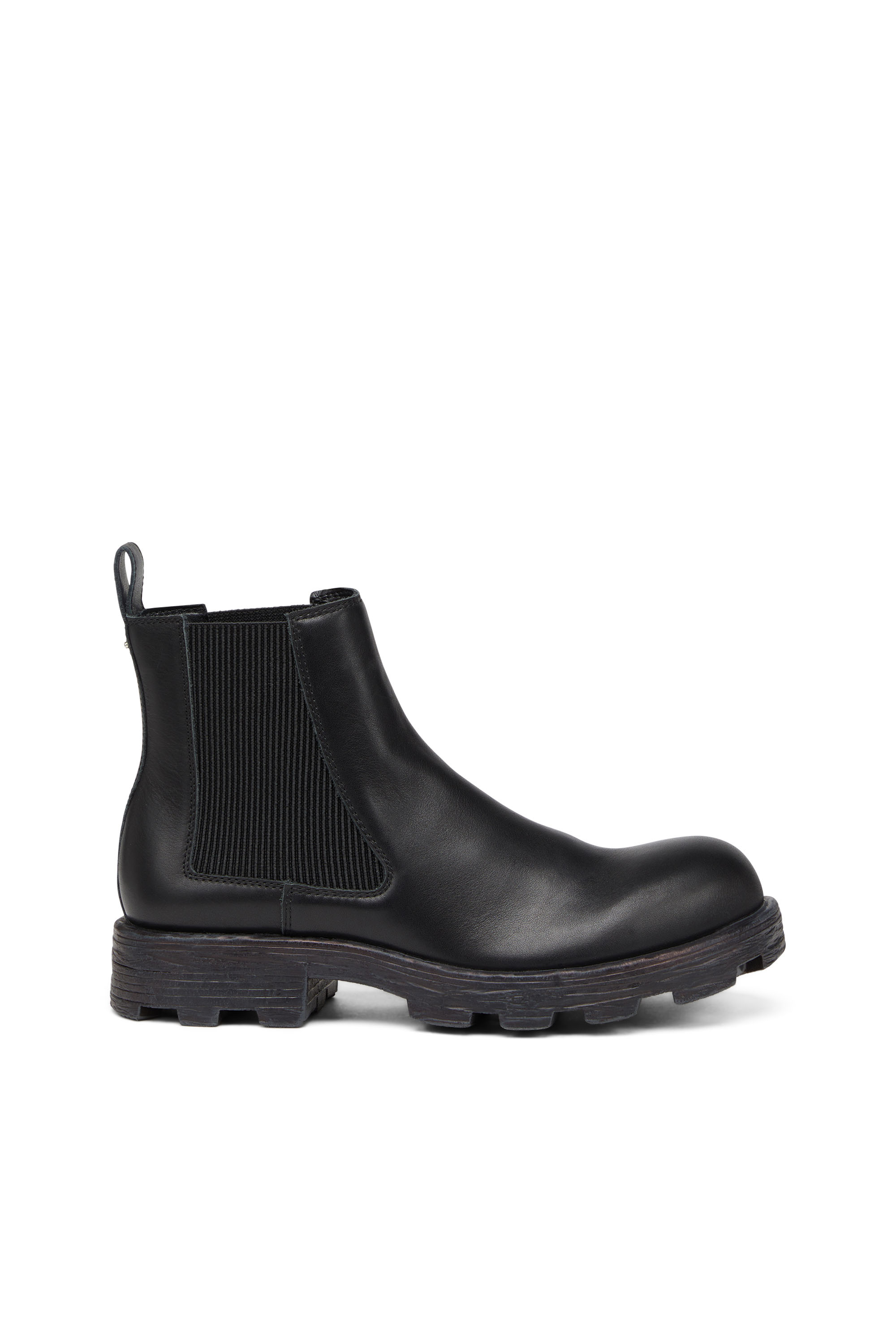 Diesel Leather Chelsea Boots With Chunky Sole In Black