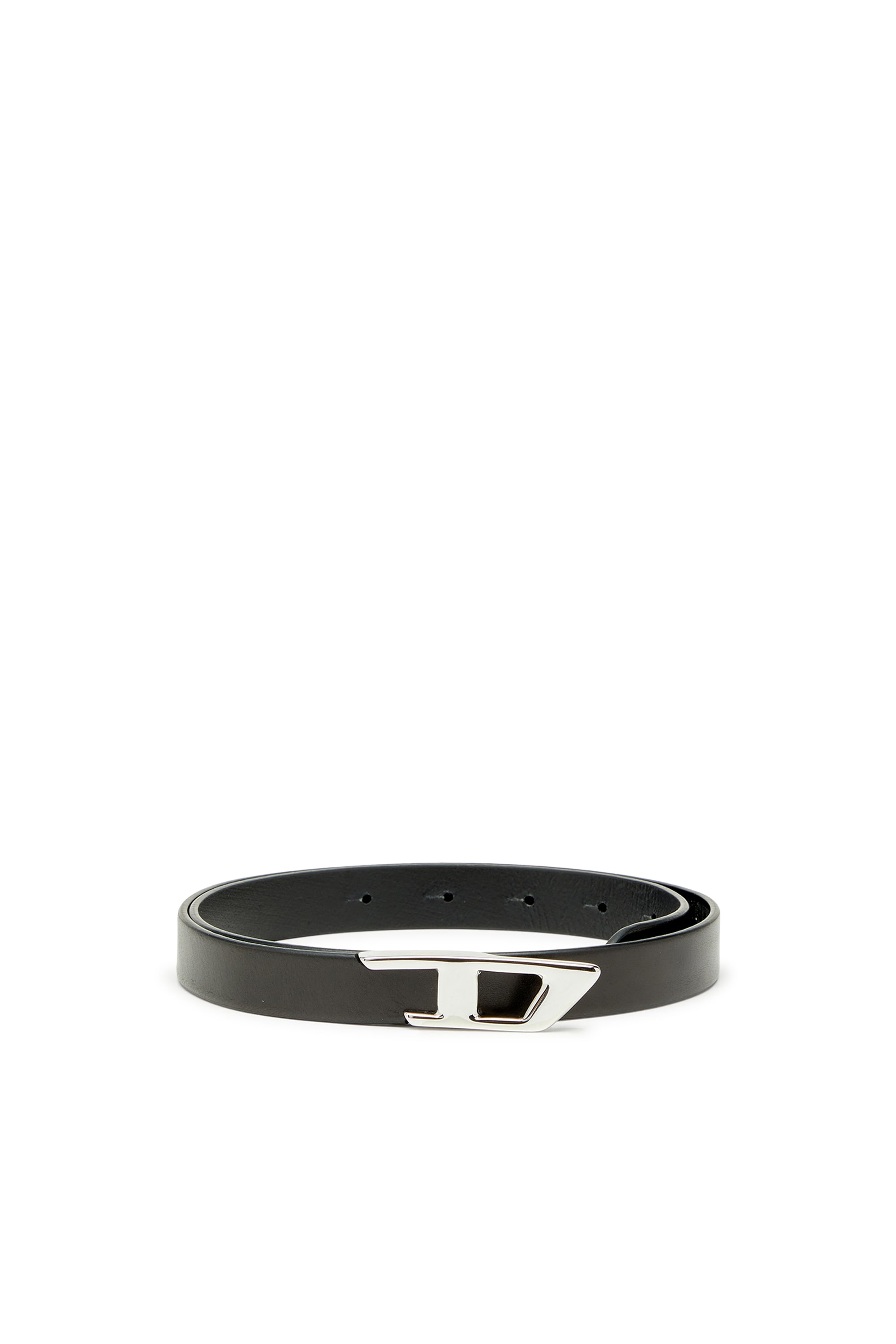 Diesel - 2 cm leather belt with metal D buckle - Belts - Woman - Black