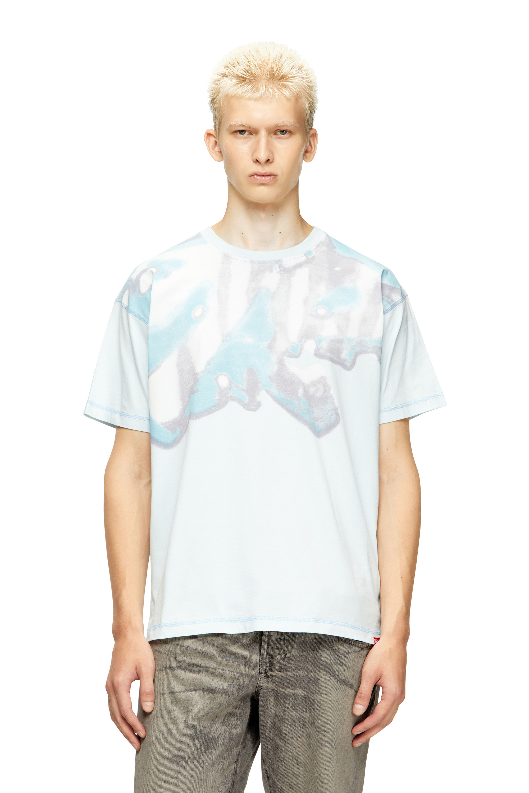 Diesel T-shirt With Faded Graphic Print In Gray