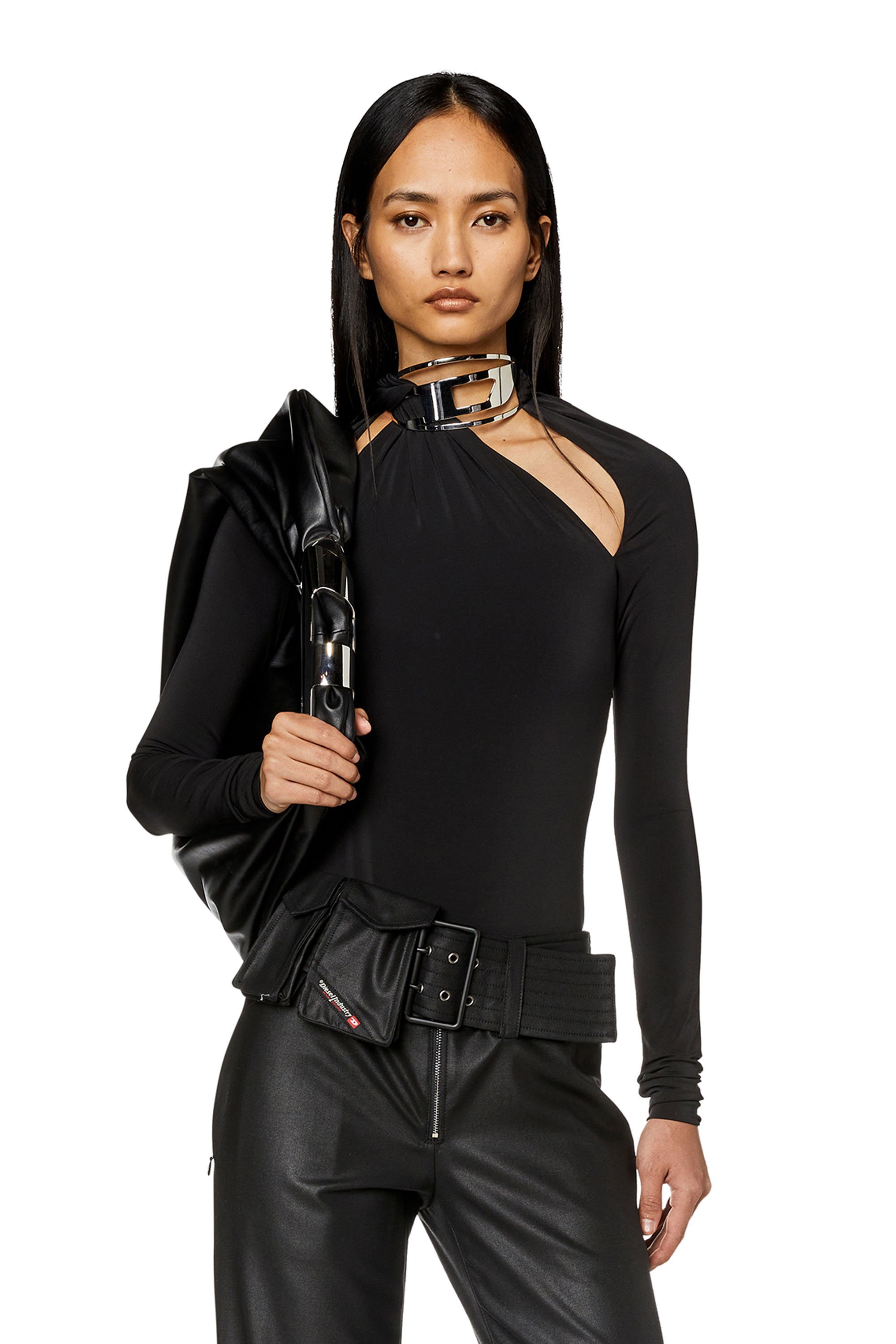 Shop Diesel Cut-out Bodysuit With Choker Necklace In Tobedefined