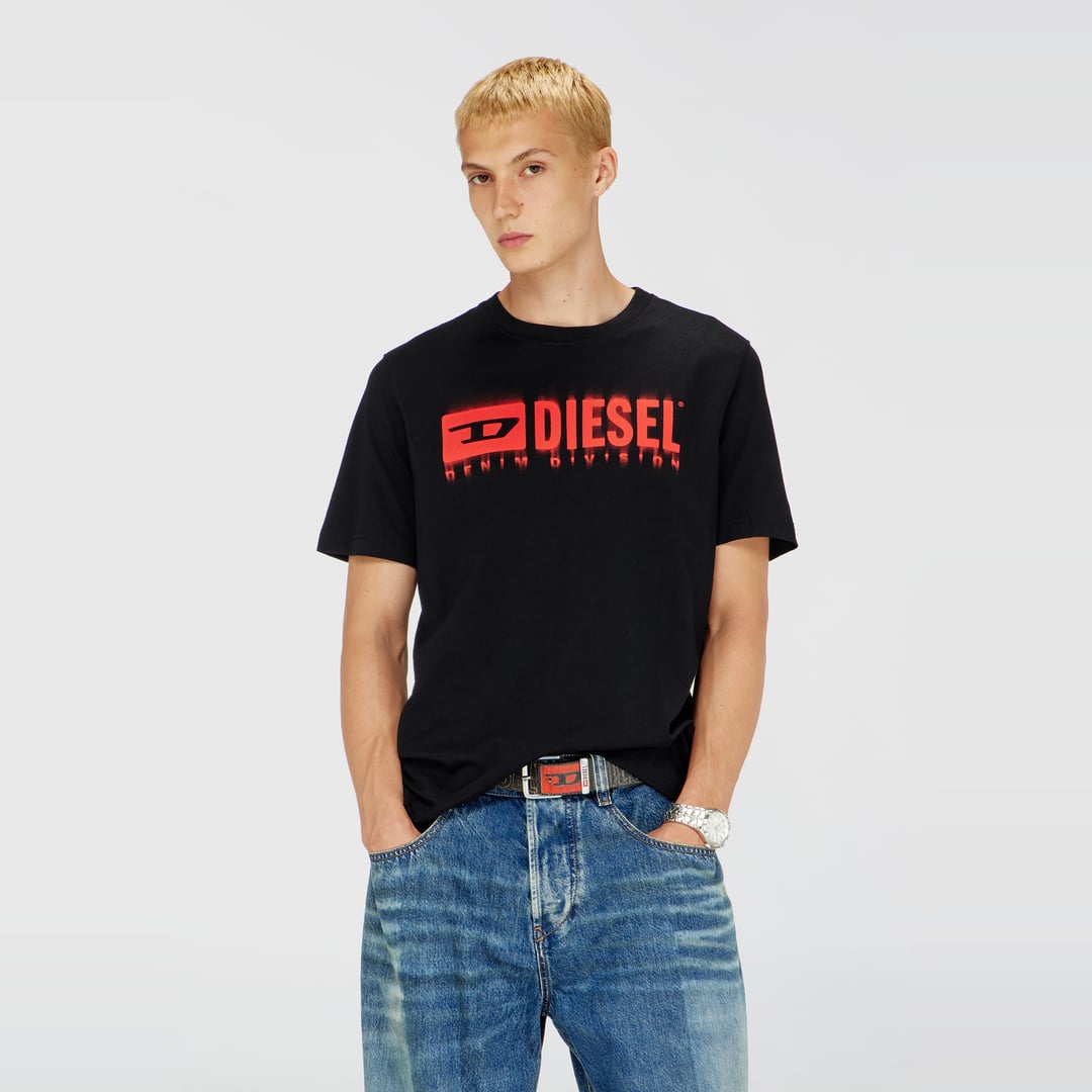 Diesel - T-shirt with blurry Diesel logo - T-Shirts - Man - Black