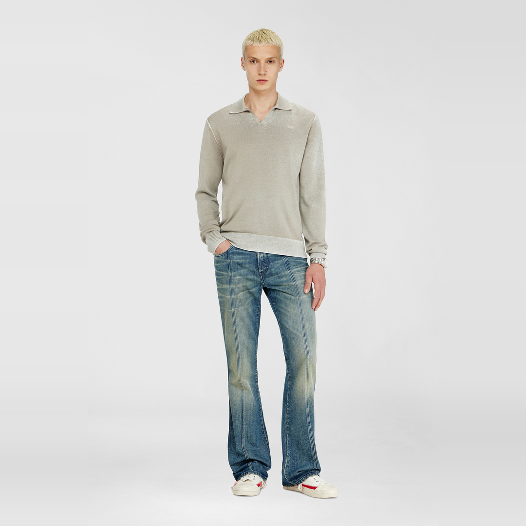 Diesel - Polo jumper with faded reverse print - Knitwear - Man - Beige