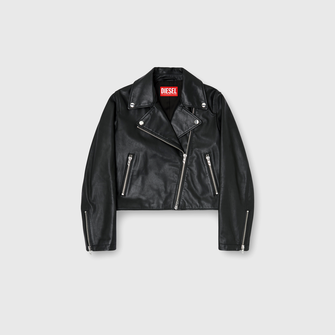 Diesel - Biker jacket in waxed leather - Leather jackets - Woman - Black