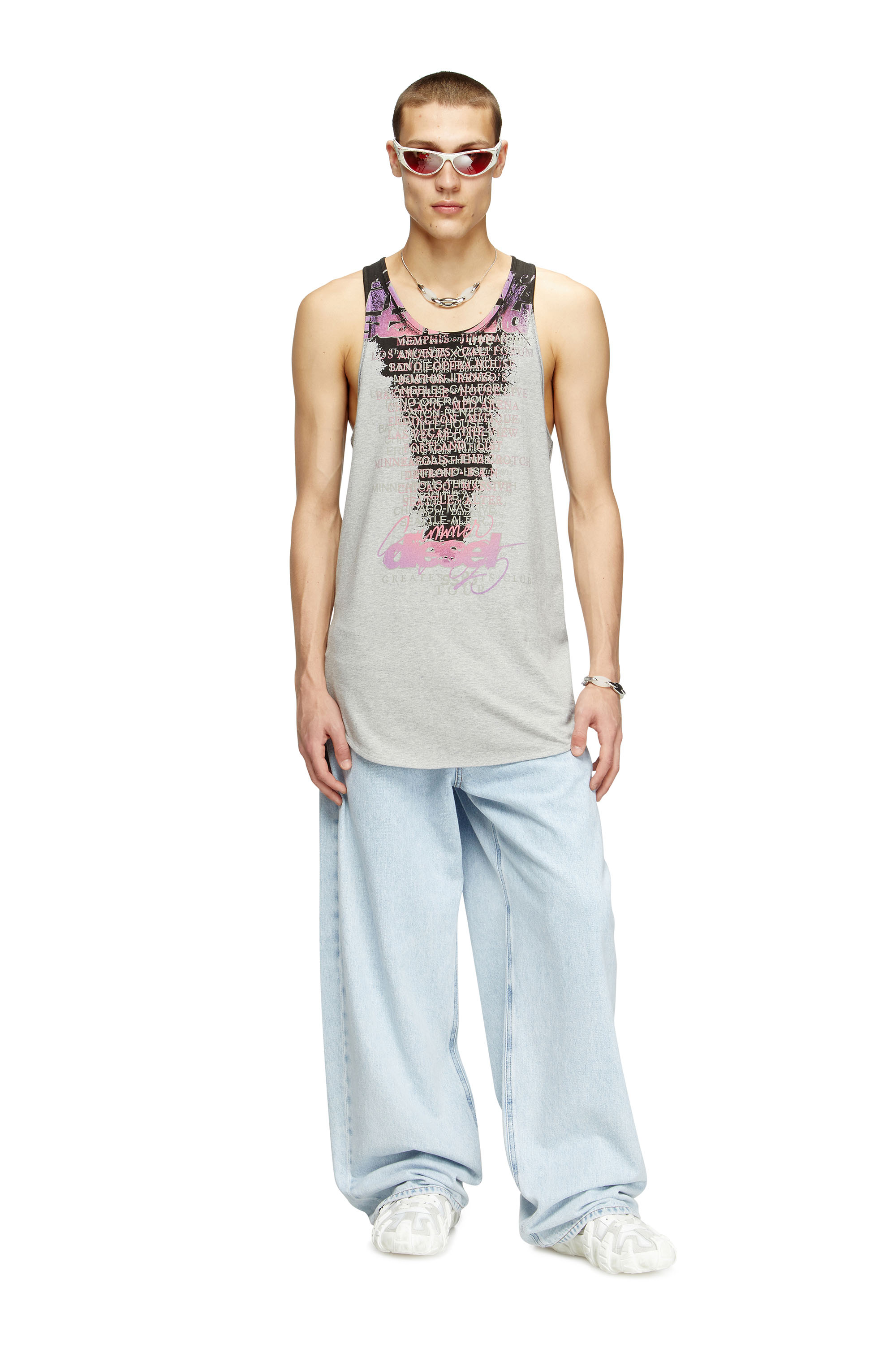 Diesel - T-SHAN, Unisex's Tank top with lyrics print in Grey - 2