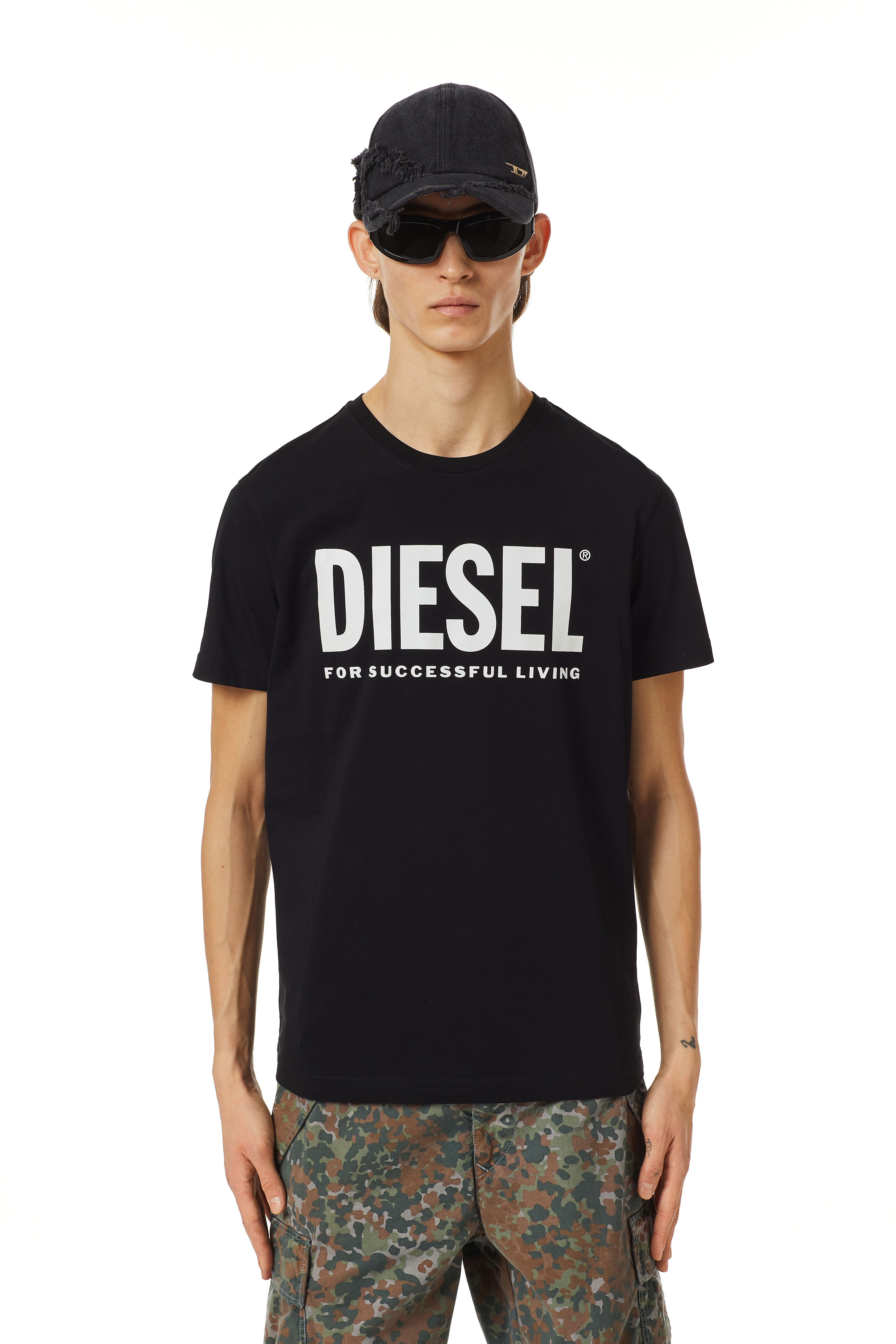 Diesel Green Label T-shirt With Logo Print In Black