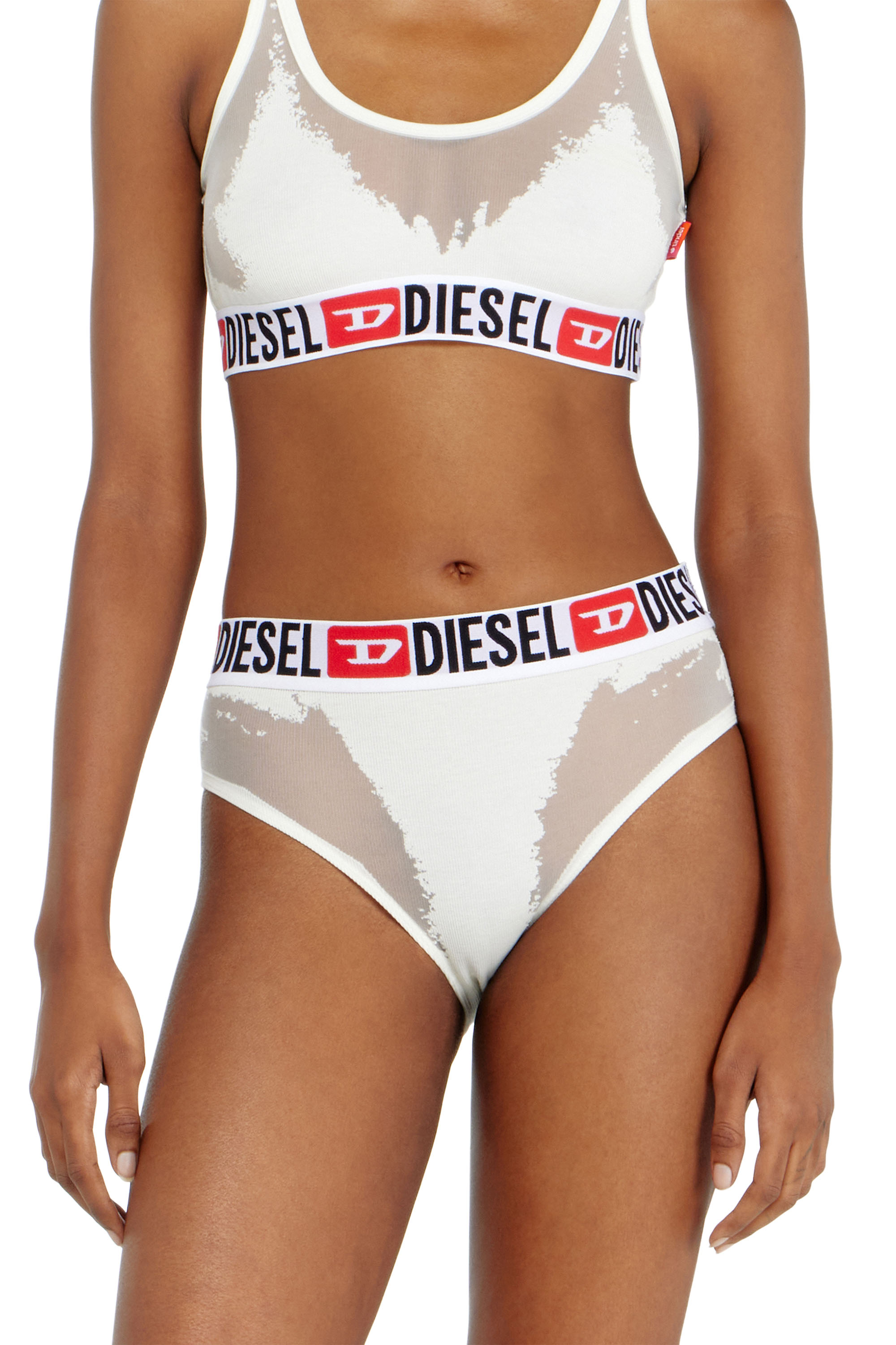 Diesel Women's White - Briefs With Sheer Devoré Effect - Panties - Woman Small