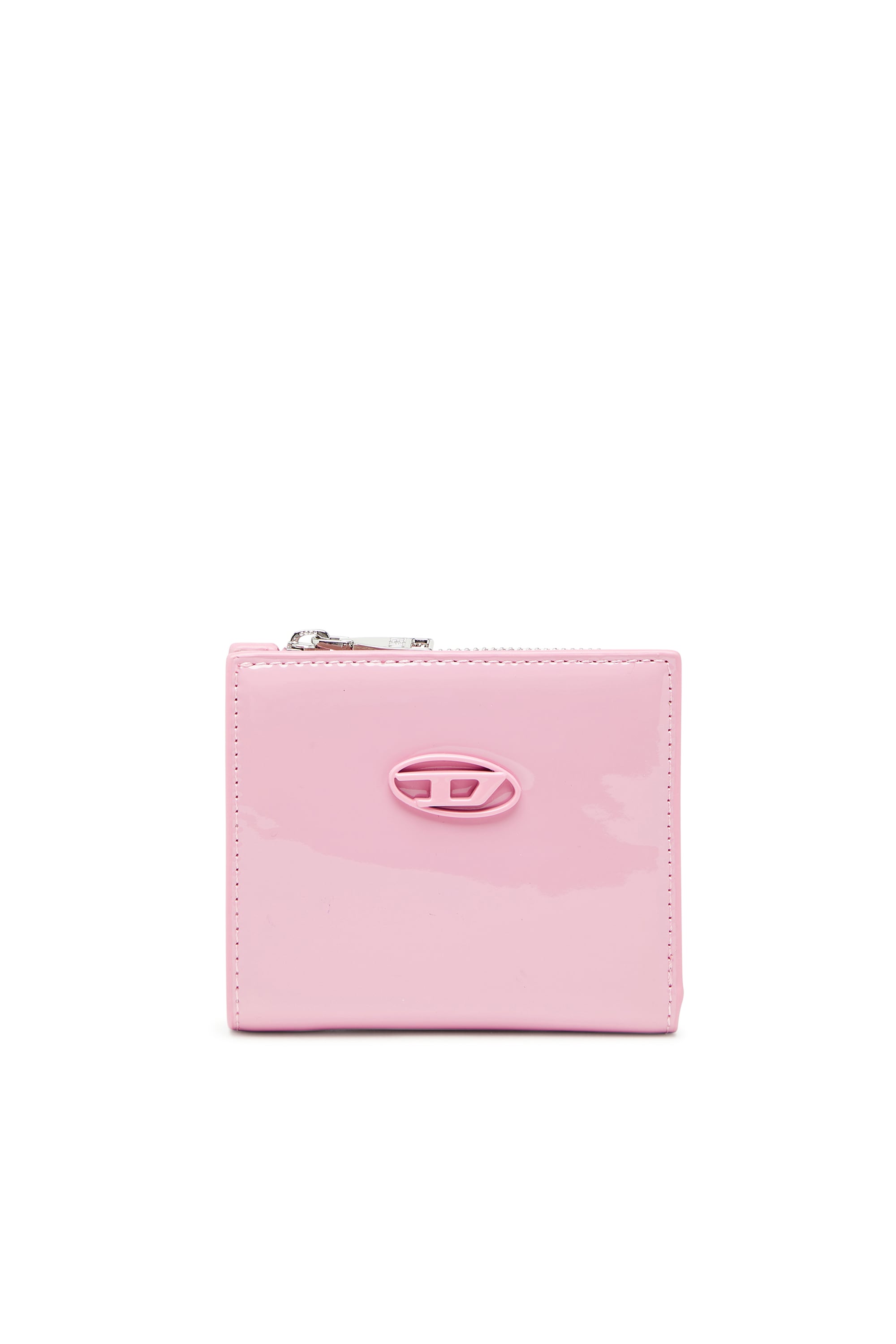 Diesel - Bi-fold wallet in glossy PU - Small Wallets - Woman - Pink