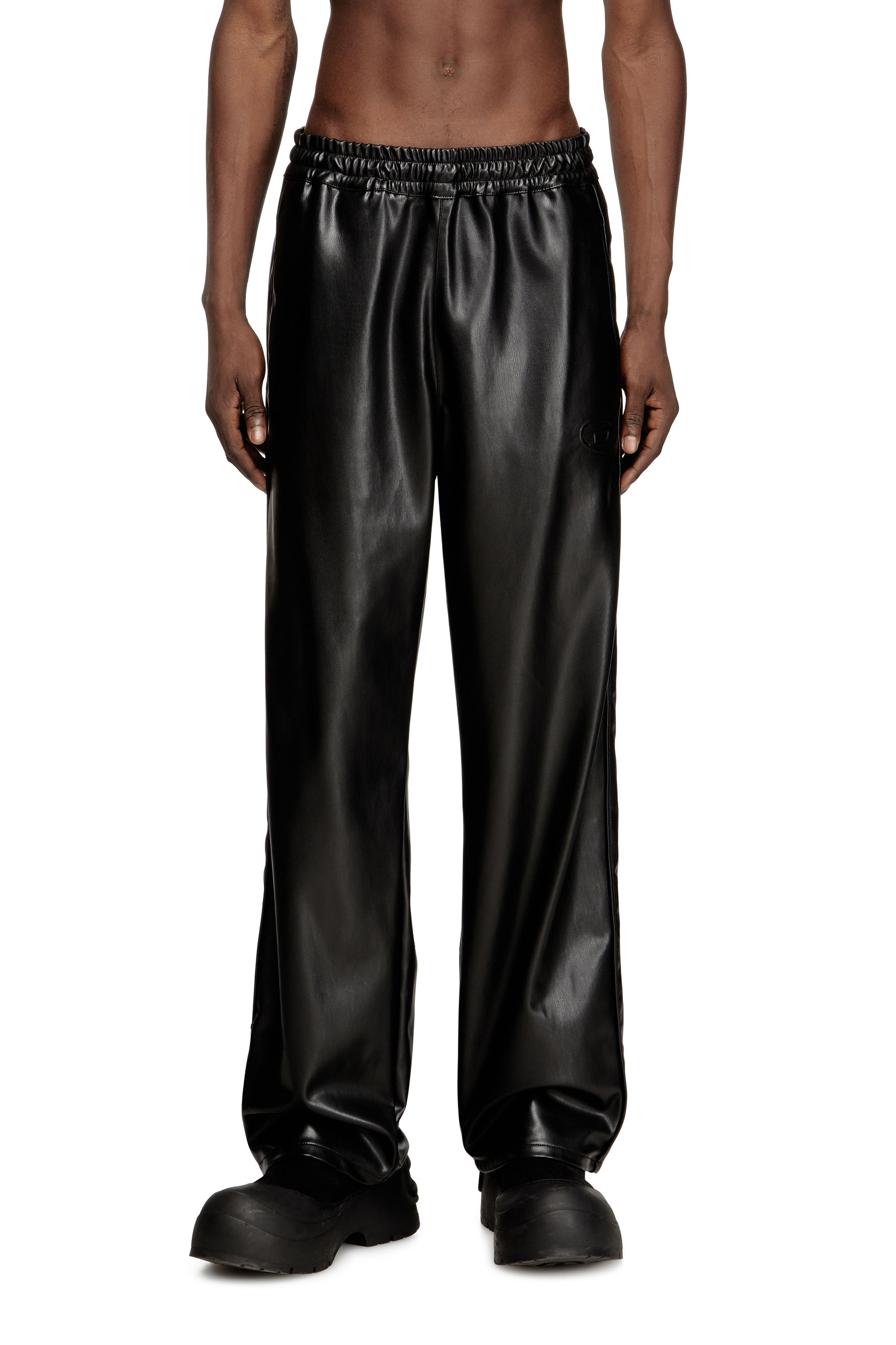 Diesel Men's Black - Track Pants In Coated Fabric - Pants - Man Xxl