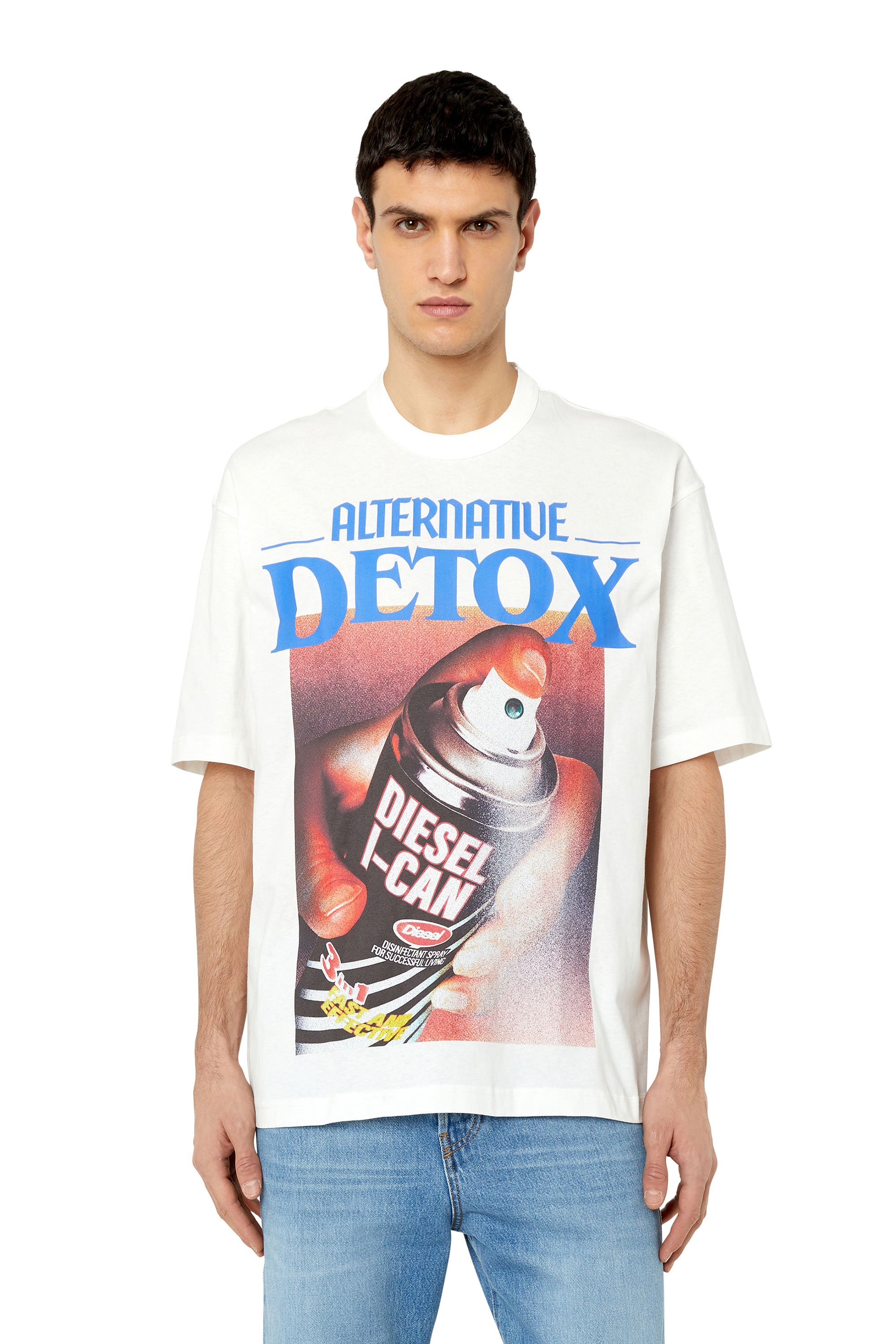 Diesel - T-shirt oversize con stampe grafiche - T-Shirts - Uomo - Bianco
