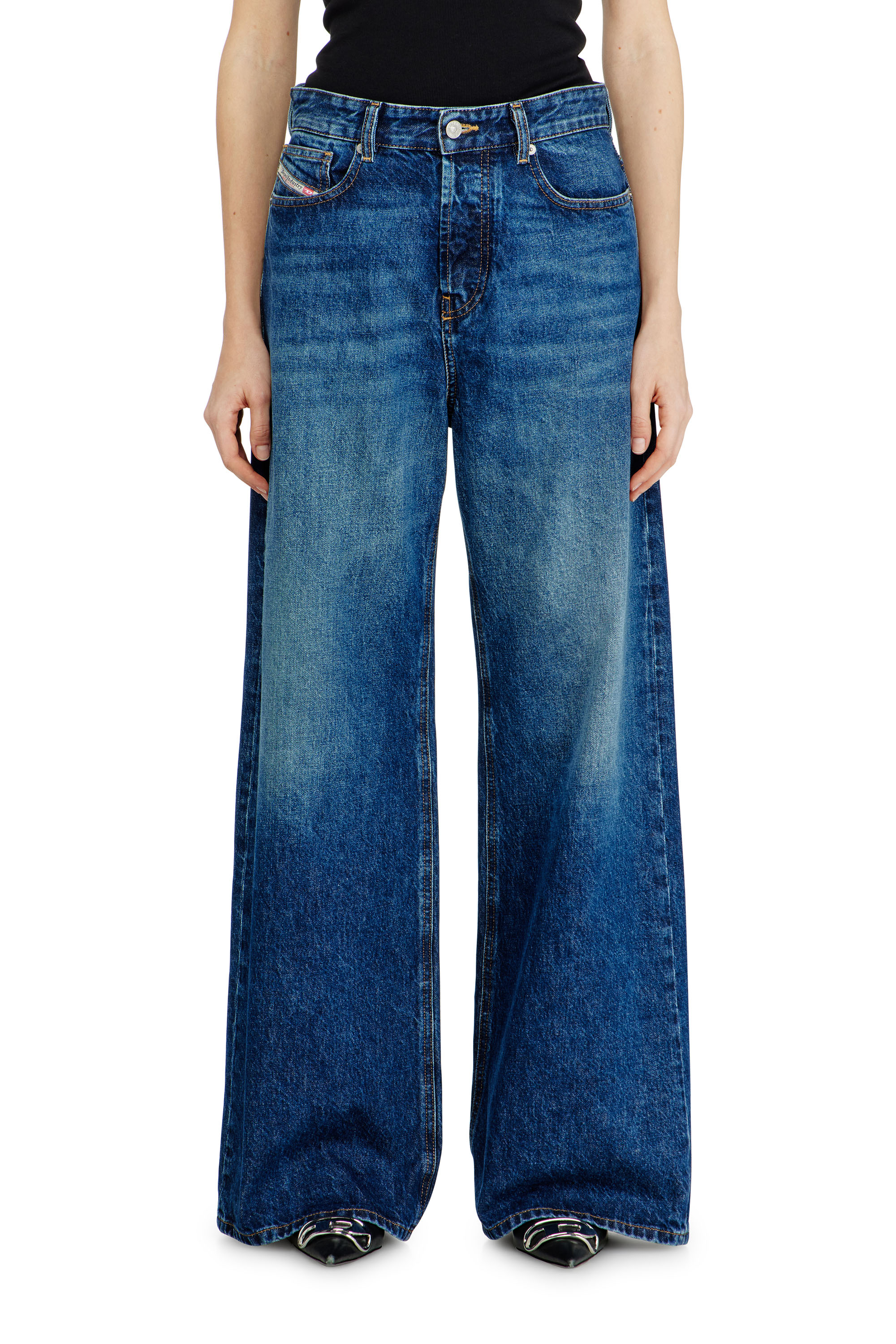 Diesel Unisex Blue Relaxed Jeans Low Waist 1996 D-Sire, Button Fly Size 31