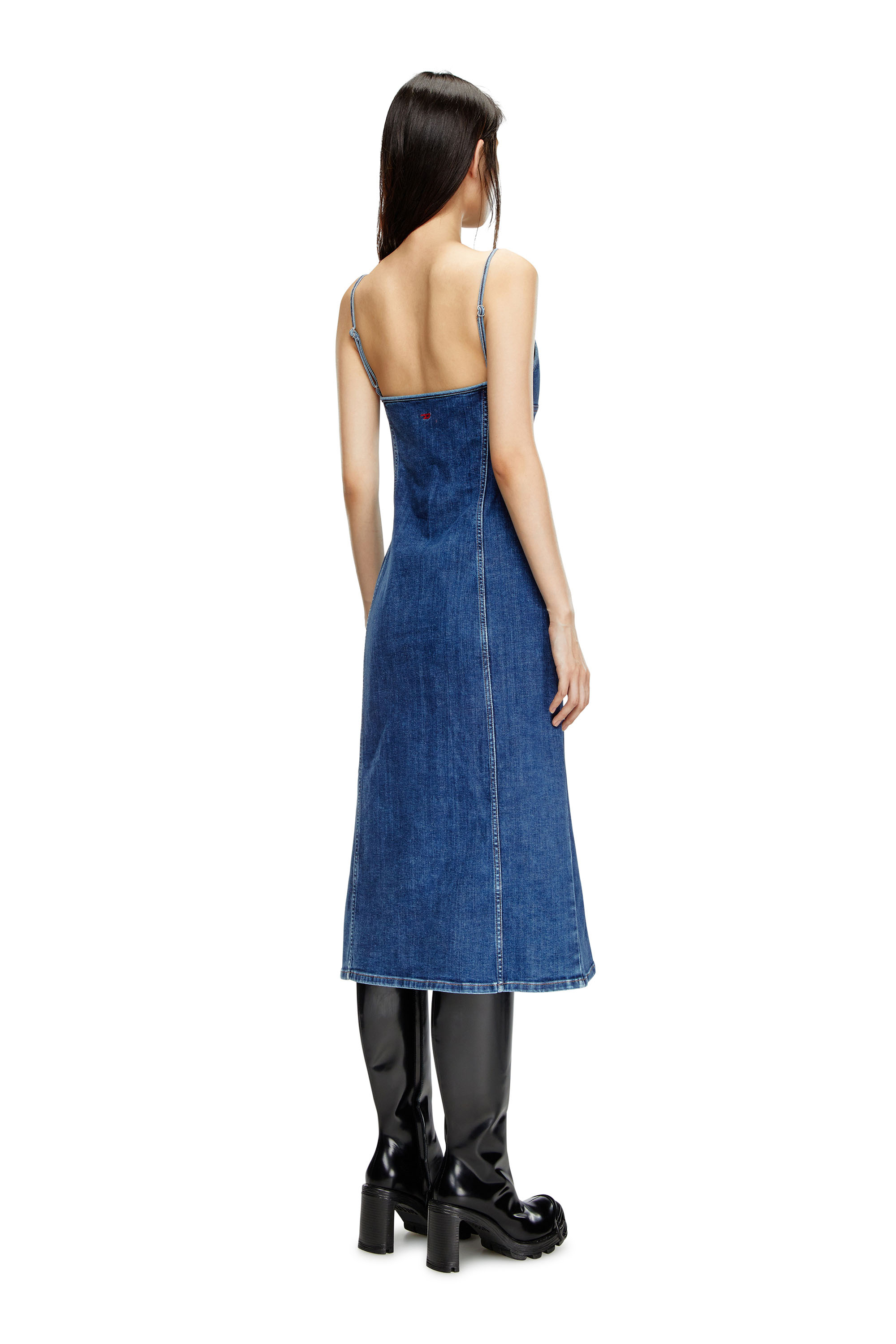 Diesel - Strappy midi dress in denim - Dresses - Woman - Blue