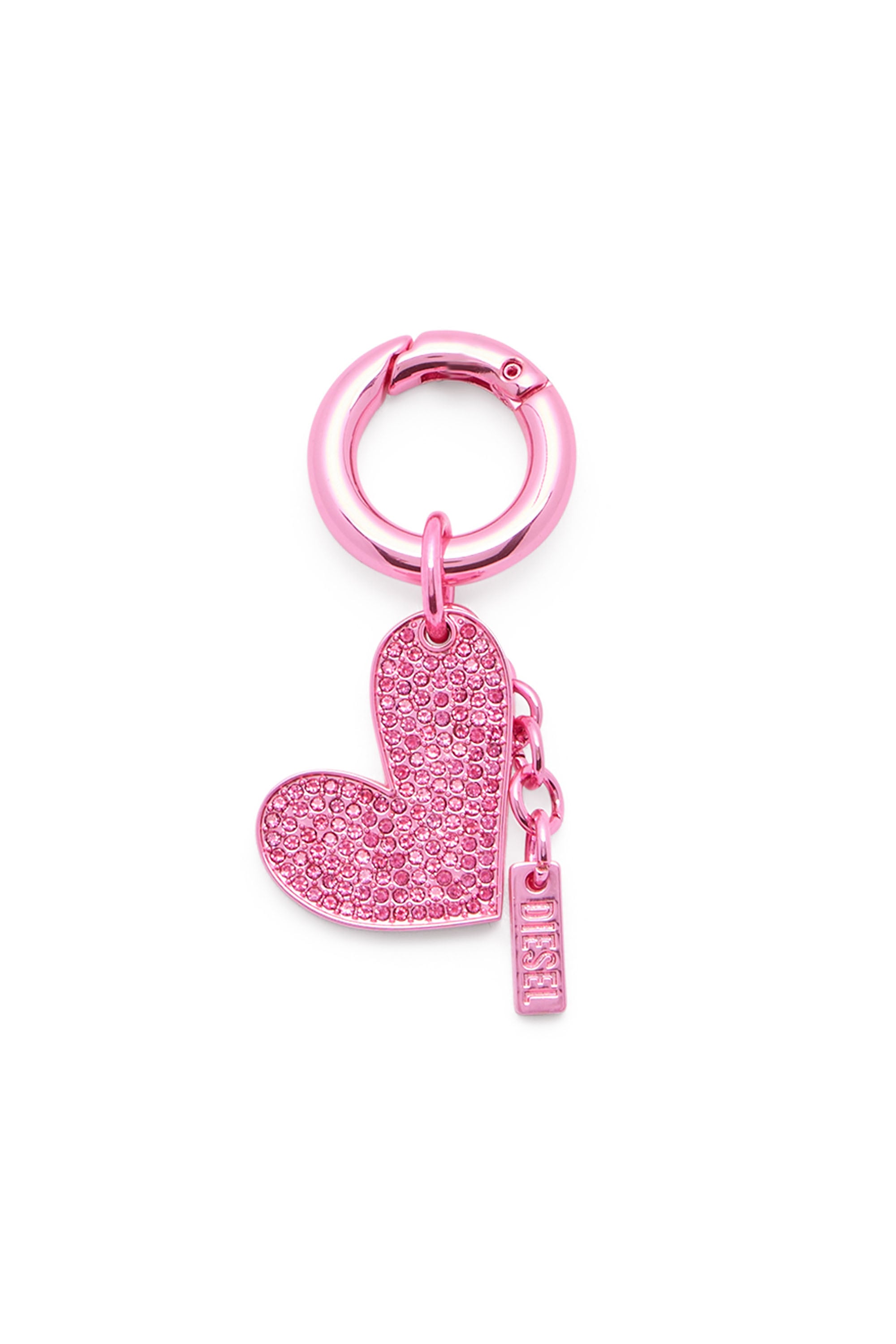 Diesel Women's Pink - Metal Heart Charm With Rhinestones - Charms And Keyrings - Woman Uni