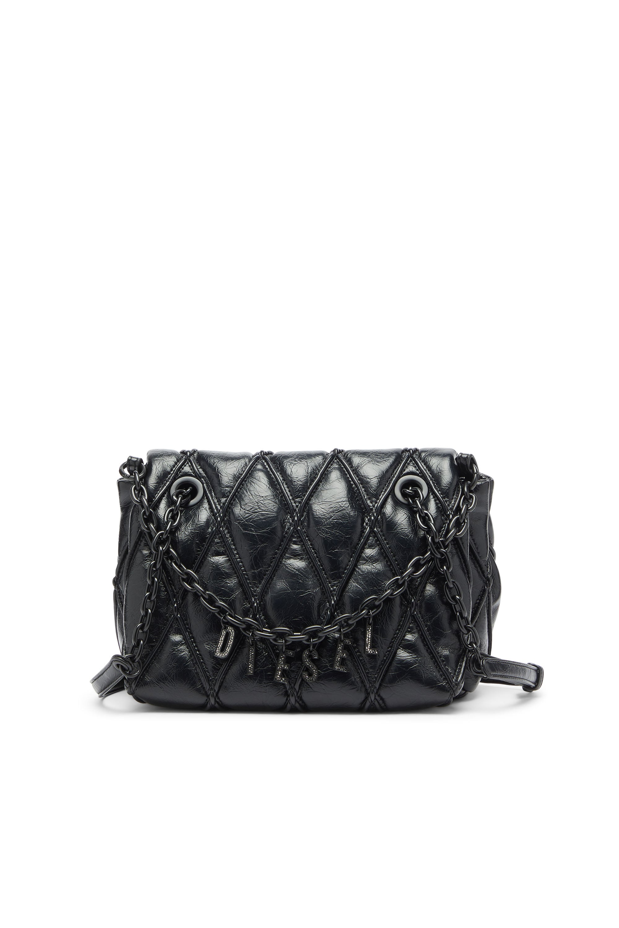 Diesel - Charm-D - Shoulder bag in shiny quilted PU - Shoulder Bags - Woman - Black