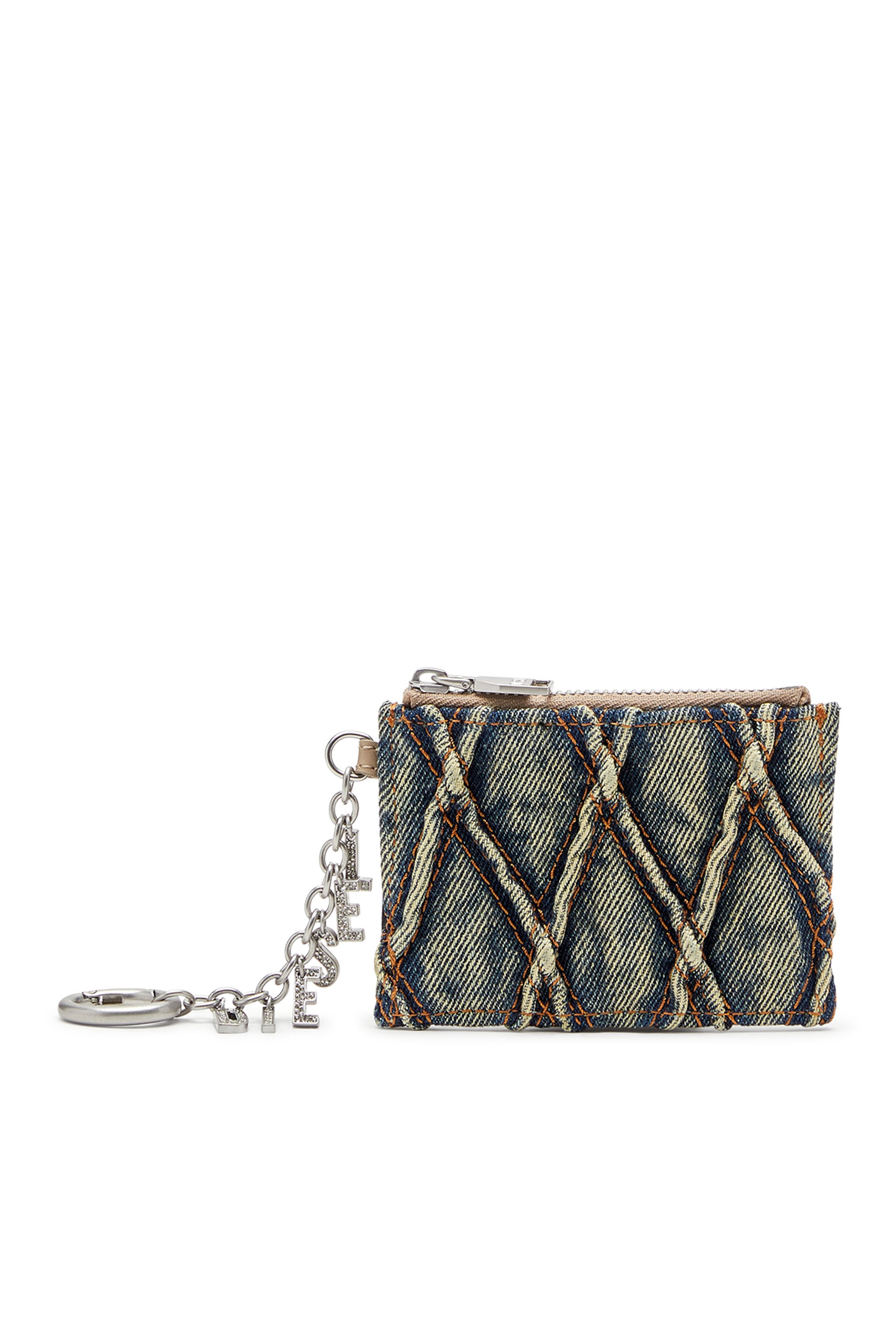 Diesel - Card holder in argyle quilted denim - Card cases - Woman - Blue