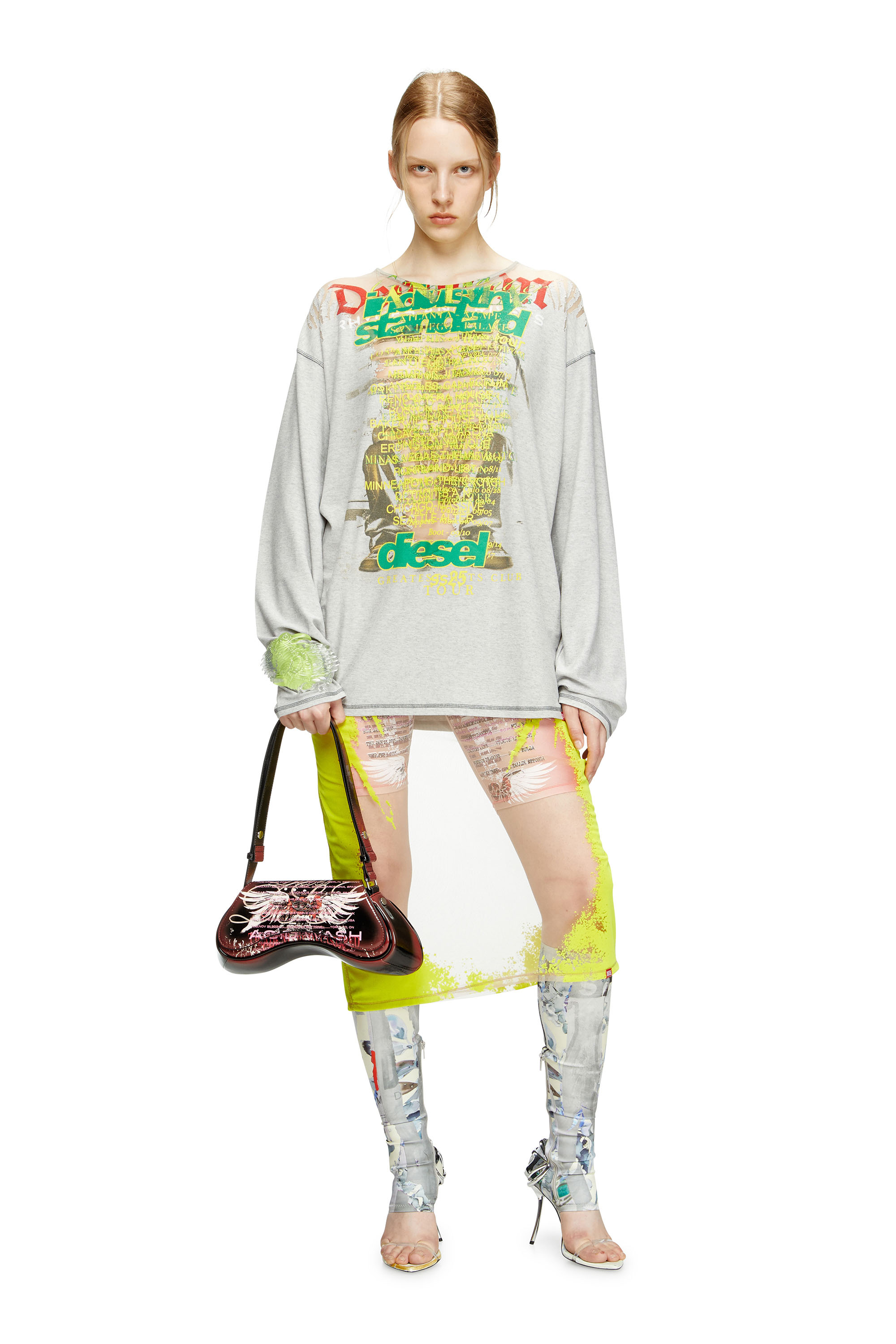 Diesel - T-JERRY-B, Unisex's Long-sleeve T-shirt with lyrics print in Grey - 4