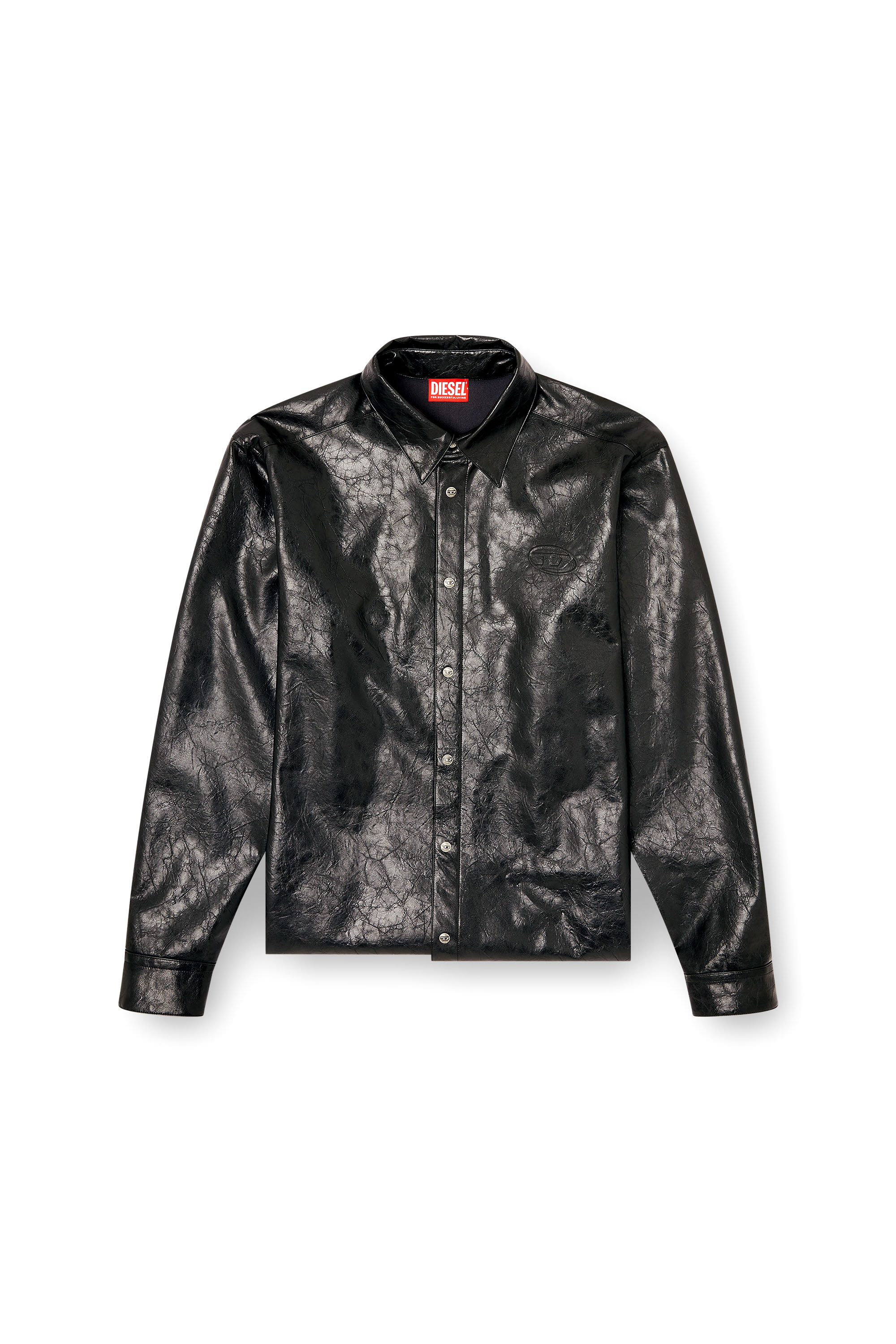 Diesel - S-SIMPLY-QMBU, Man's Textured shirt with branded buttons in Black - 3
