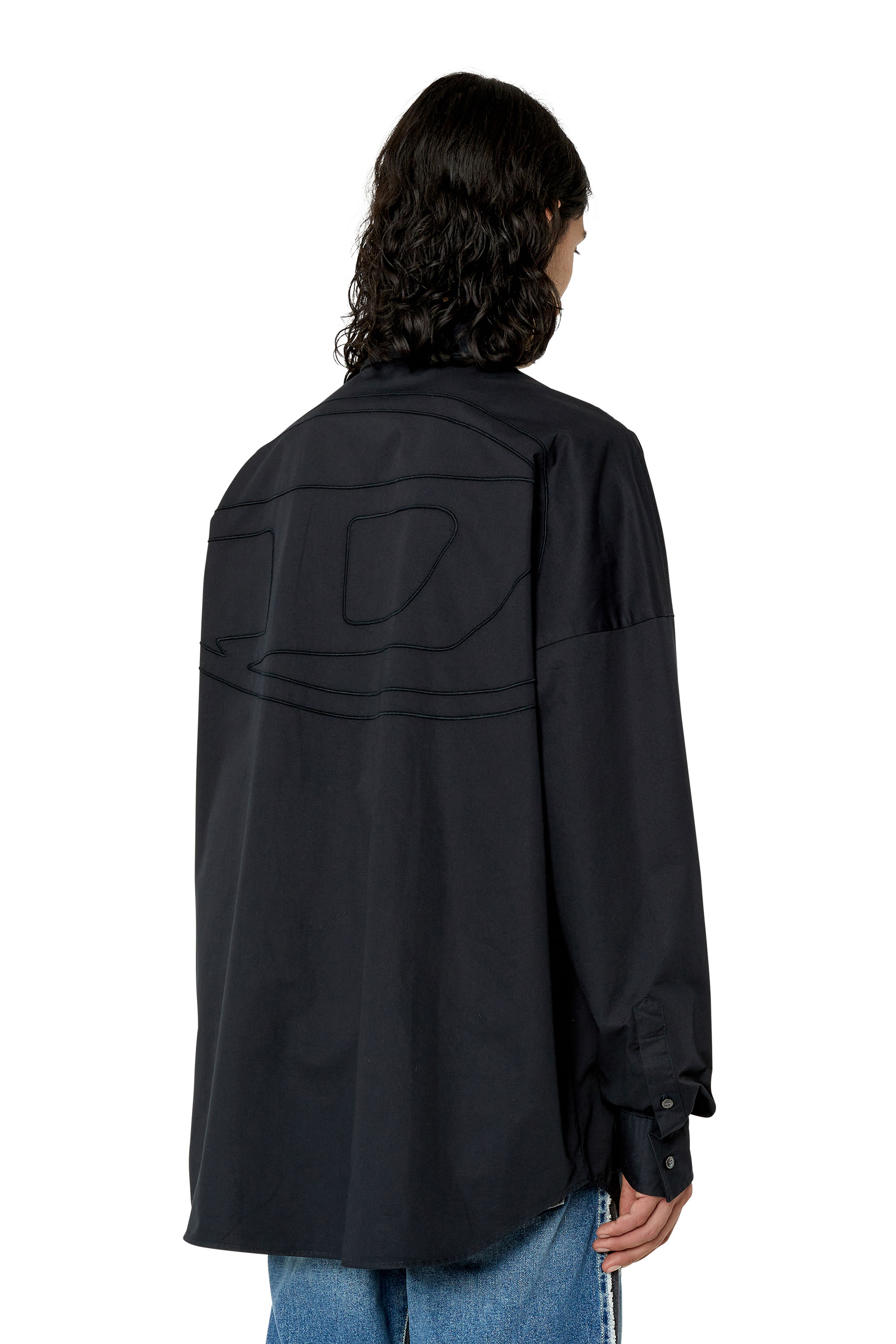 Diesel - Chemise avec maxi logo brodé - Chemises - Homme - Noir