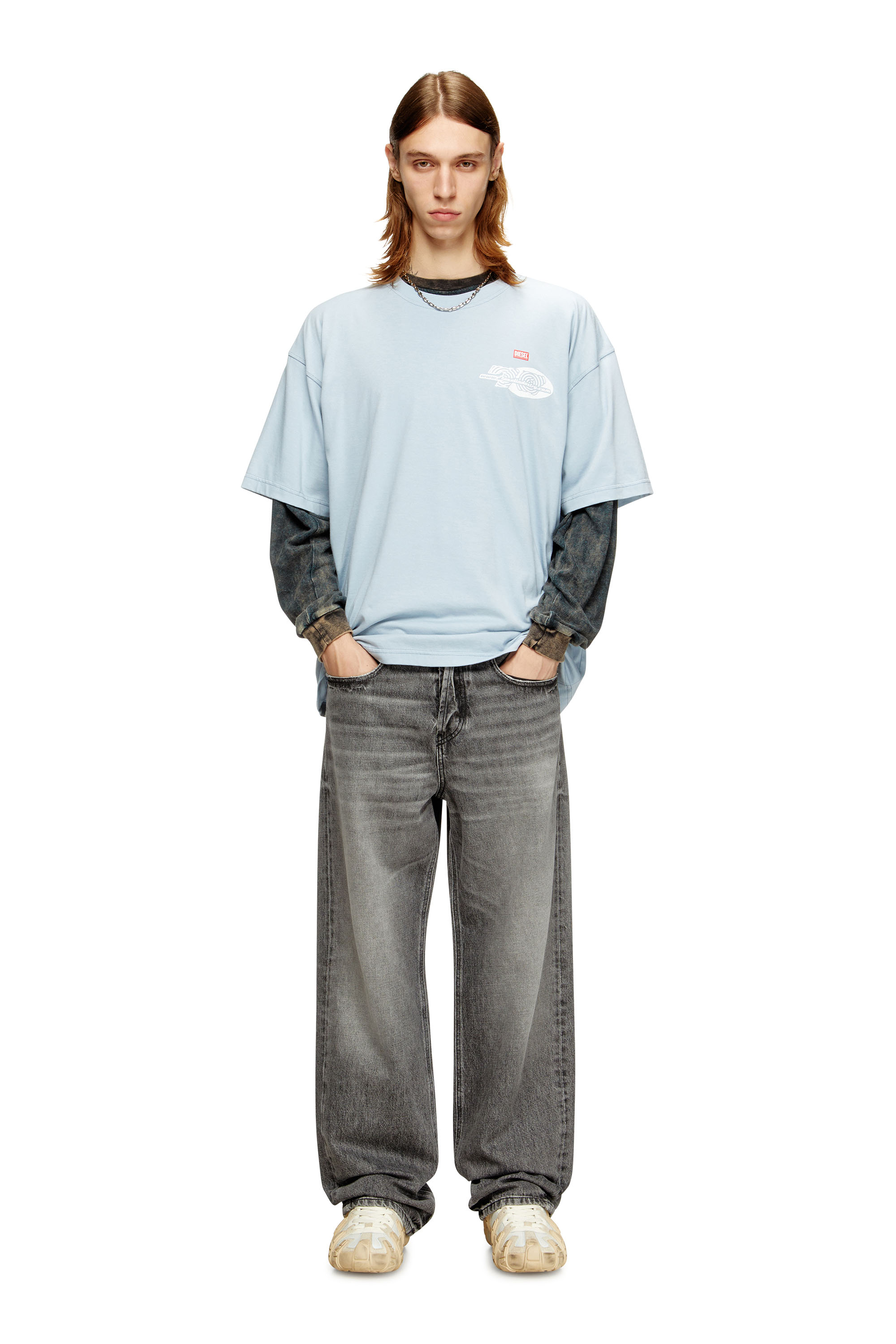 Diesel - T-BOXT-T23, Man's Cotton T-shirt with graphic print in Light Blue - 2