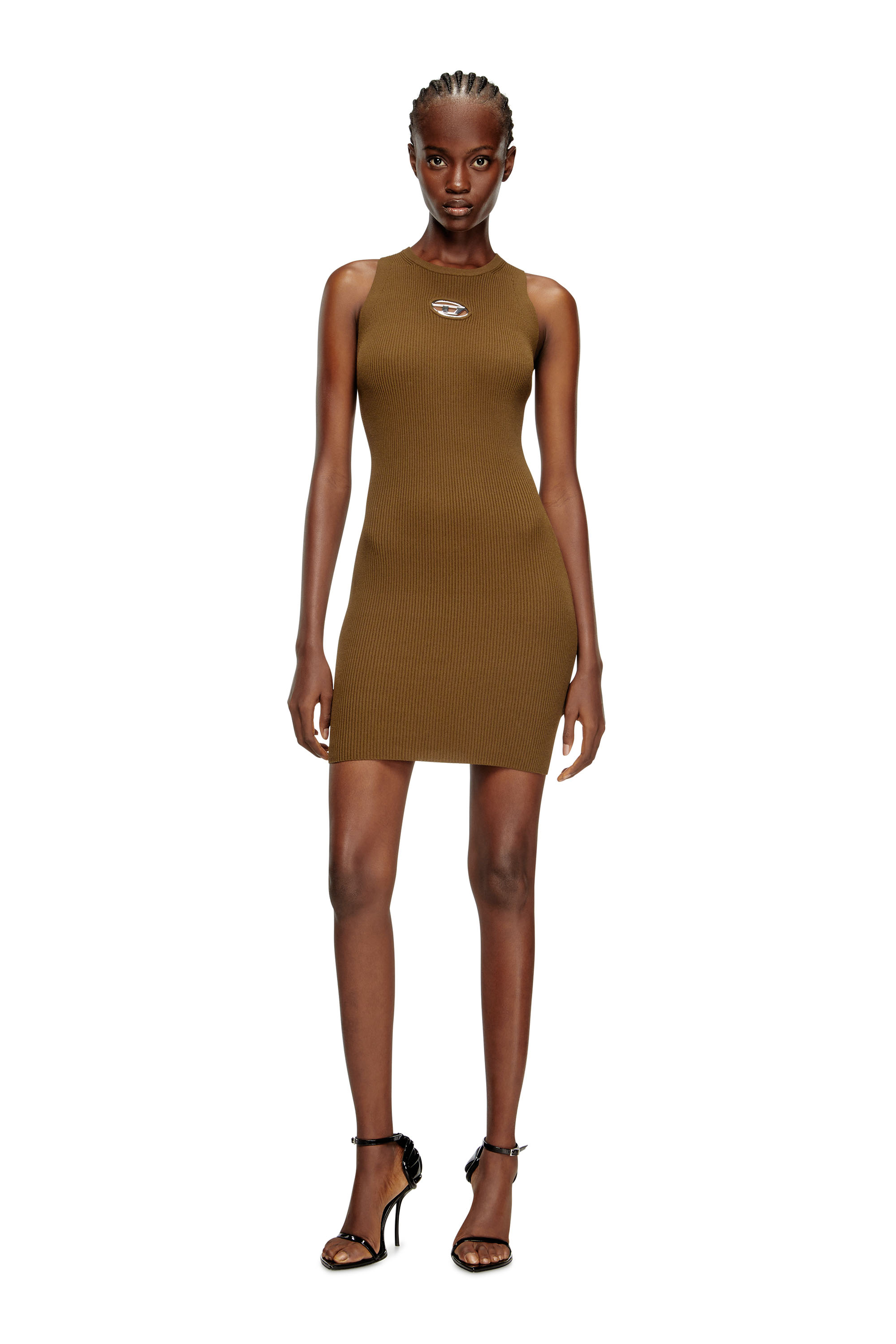 Diesel Mulher Marrom - Ribbed Knit Sleeveless Dress - Dresses - Woman Pequeno
