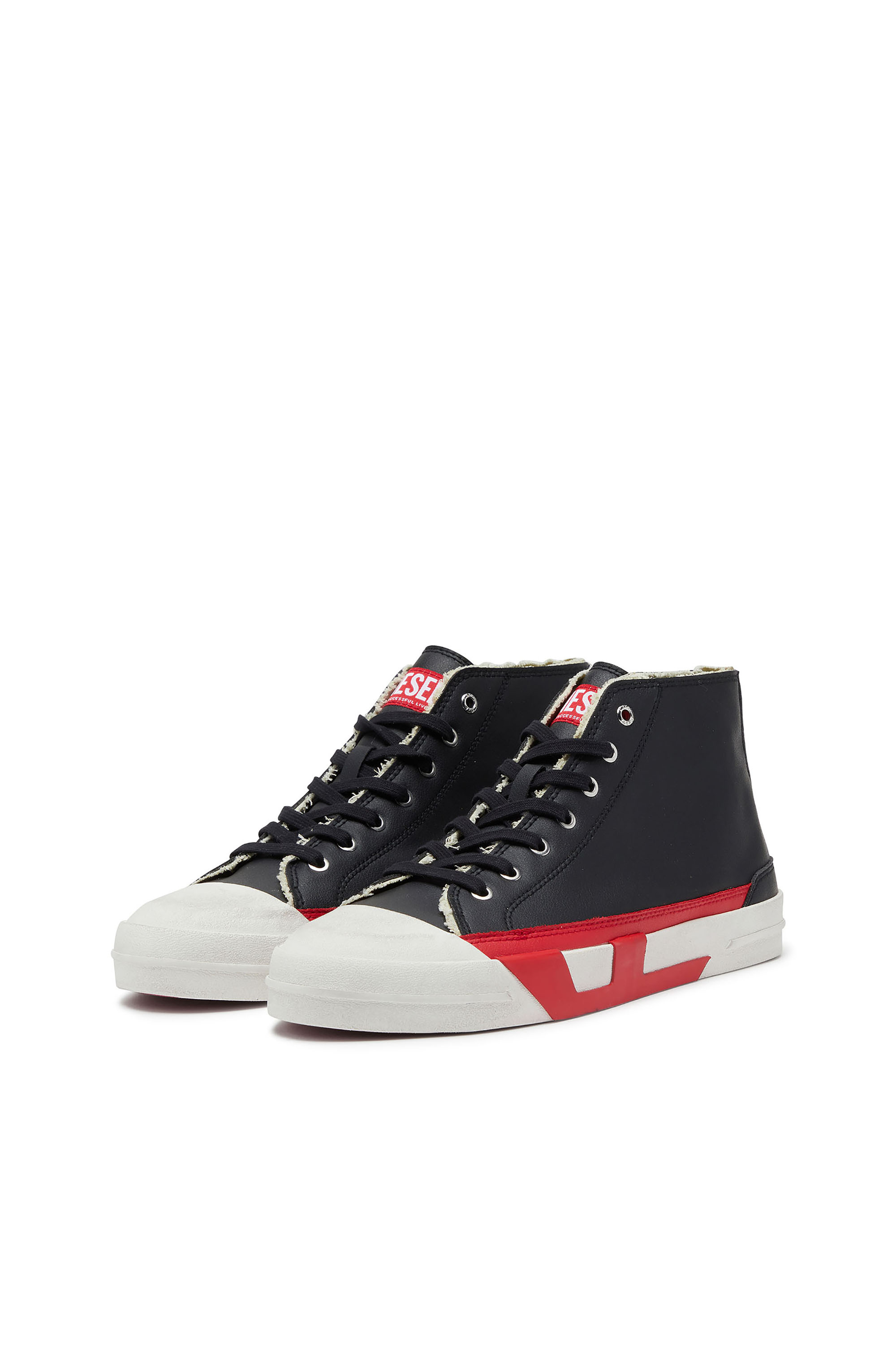 Diesel - S-D-VERSE MID II, Man's S-D-Verse Vulcanized shoes with D logo in Black/Red - 7