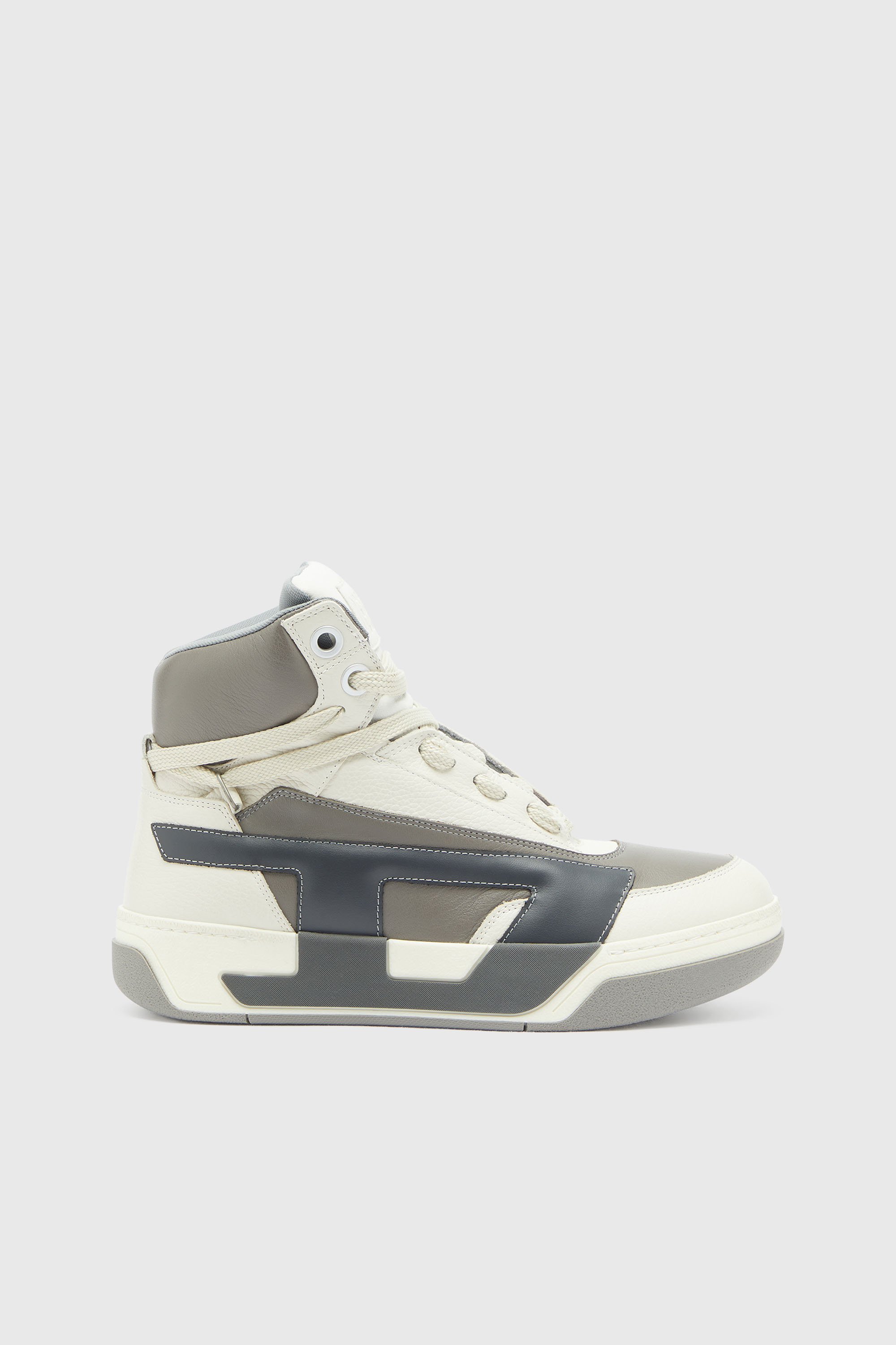 Diesel – S-D-Ollie – High-top leather sneakers with D logo – Sneakers – Man – White