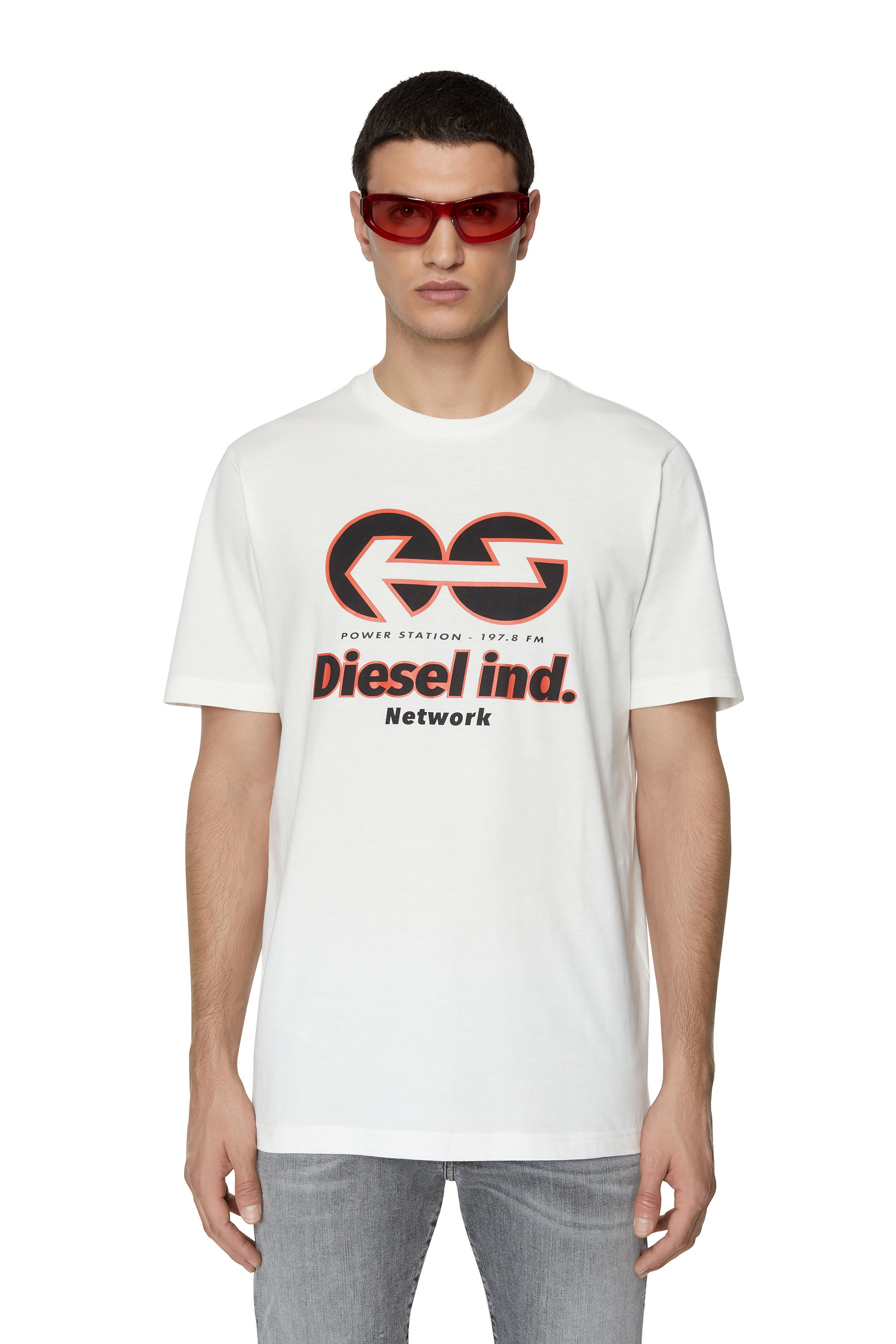 Diesel - T-shirt con stampa Diesel Network - T-Shirts - Uomo - Bianco