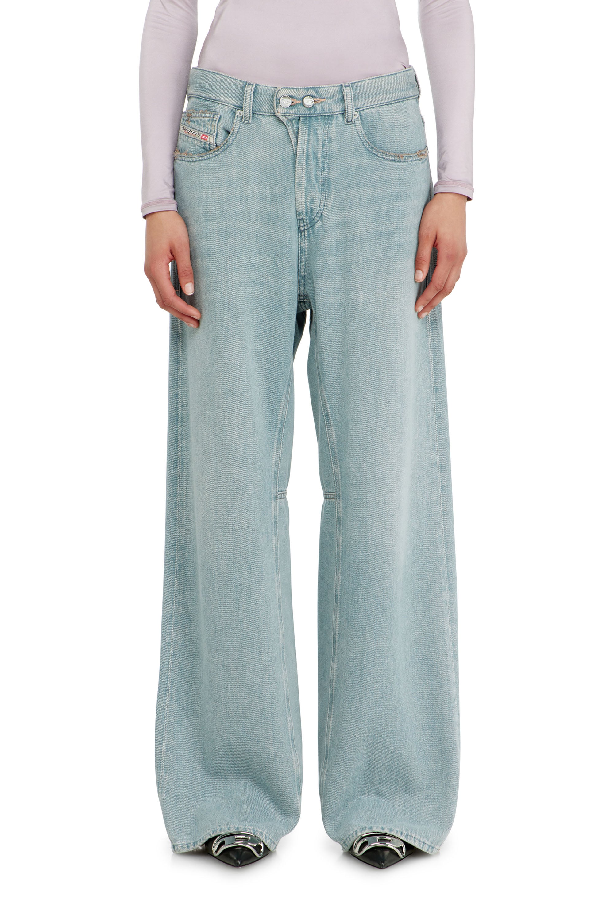 Diesel Kvinno Blå Relaxed Jeans Low Waist 1996 D-Sire, Light Button Fly Storlek 26