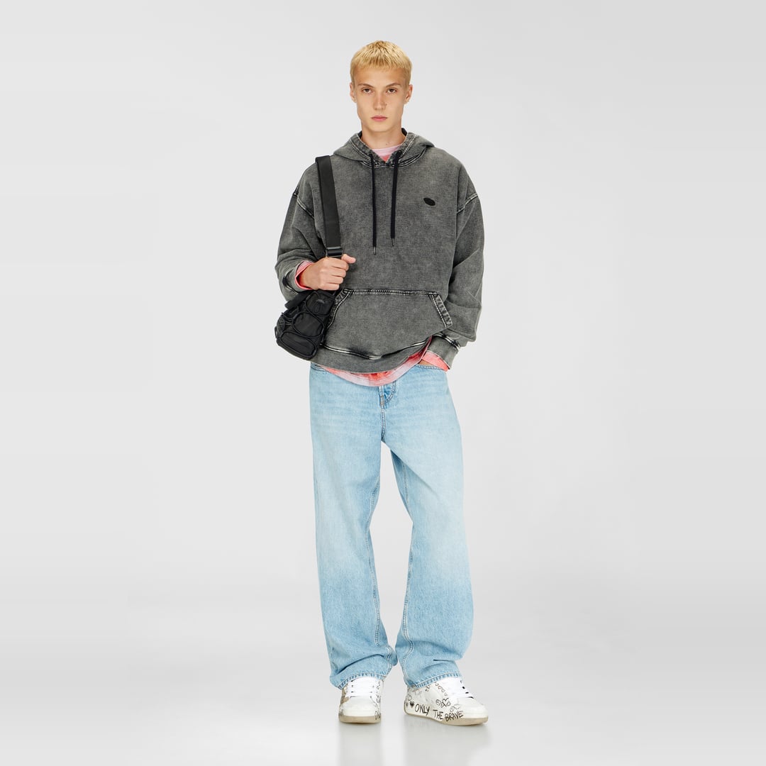 Diesel - Hoodie with raw-cut back patch - Sweaters - Man - Grey