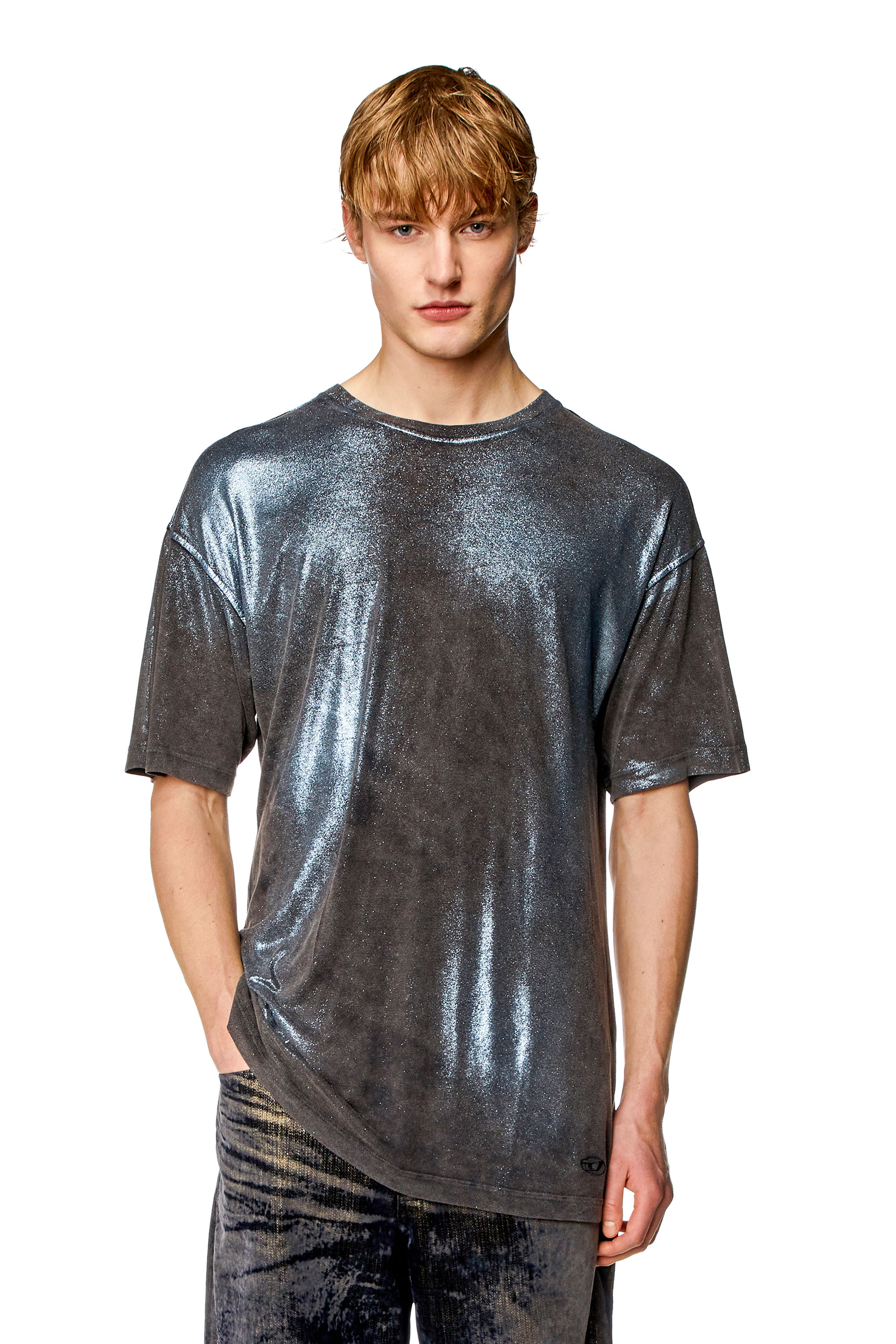 Diesel - T-shirt métallisé délavé - T-Shirts - Homme - Polychrome
