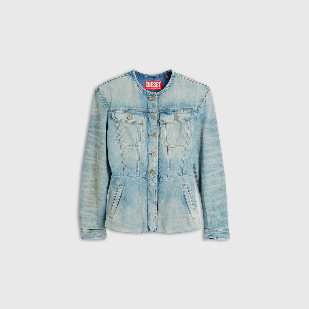 Diesel - Veste en denim sans col - Vestes en denim - Femme - Bleu
