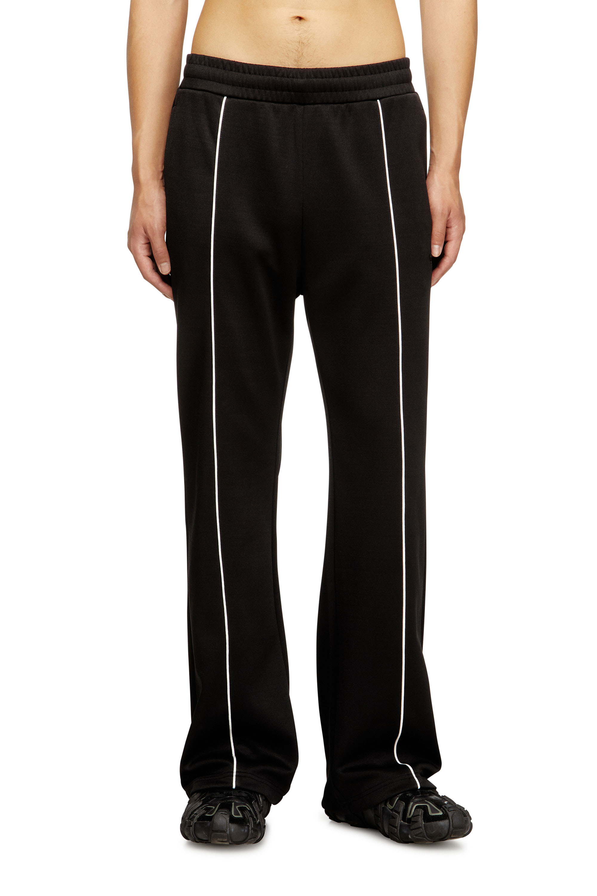 Diesel Mužský Čierna - Track Pants With Contrast Piping - Pants - Man Médium