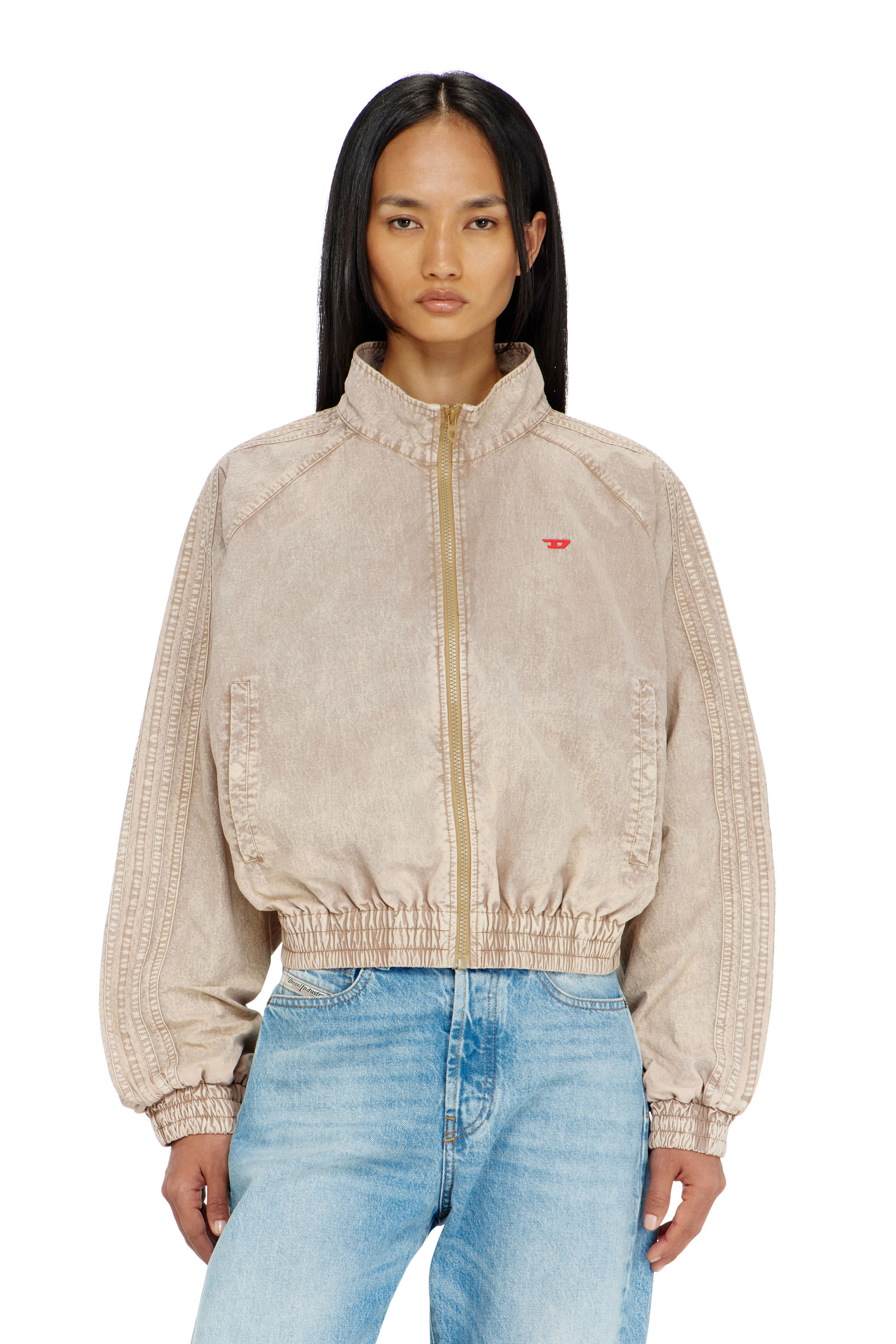 Diesel Women's Beige - Windbreaker In Treated Taslan - Jackets - Woman Size 46