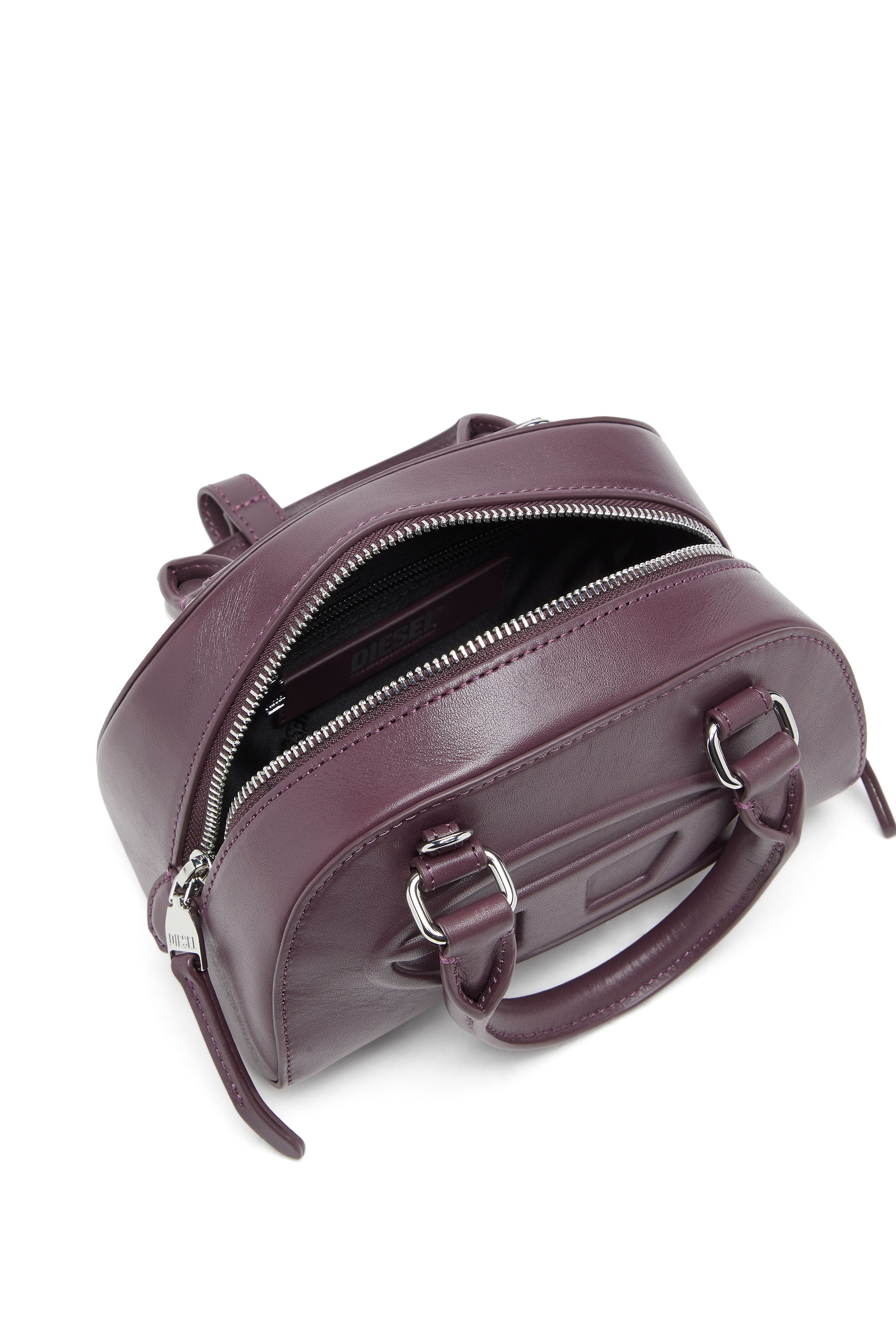 Diesel - 1DR DOME CROSSBODY, Woman's 1DR Dome-Mini bowling bag in burgundy leather in Burgundy - 4