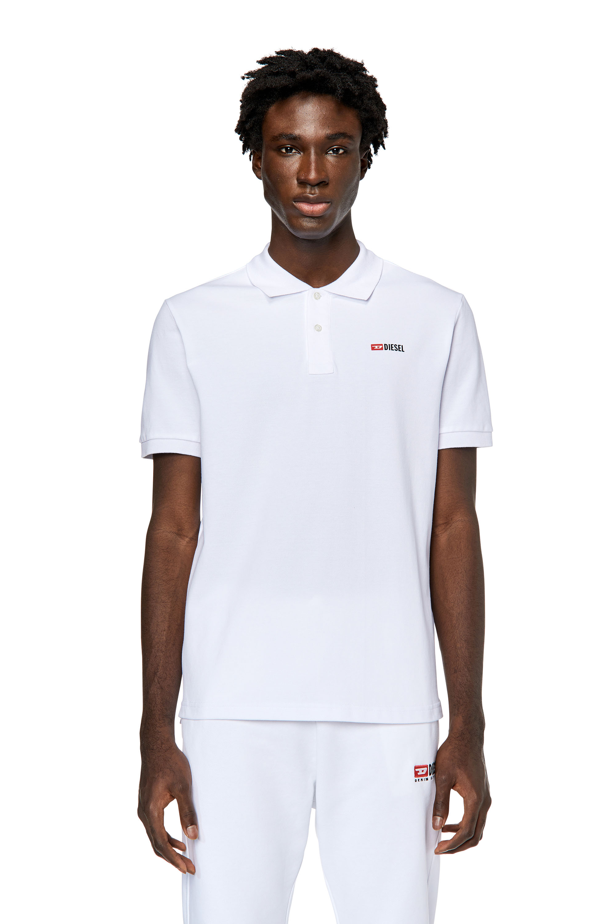 Diesel - Polo shirt with high-density logo print - Polos - Man - White